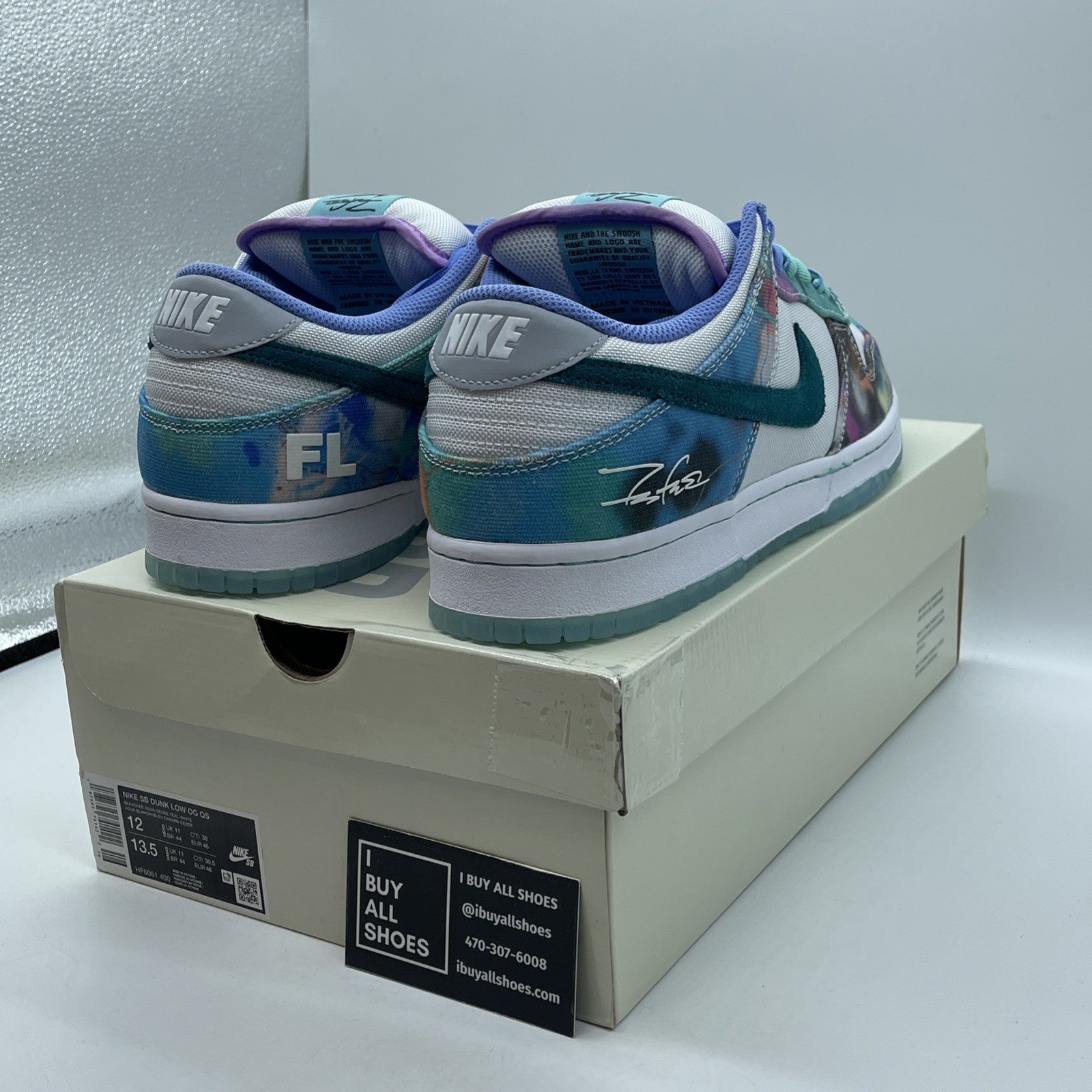 Size 12 - Nike Futura Laboratories x Dunk SB Low Bleached Aqua (HF6061-400)