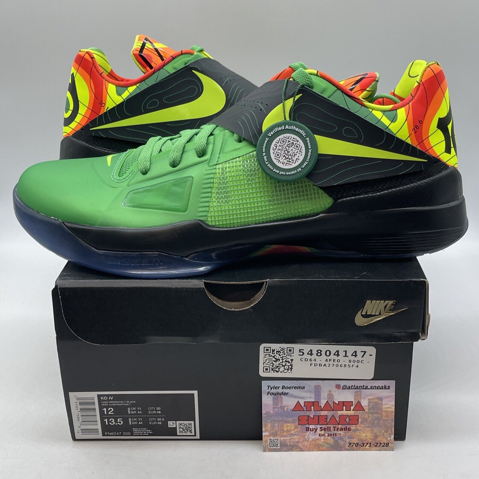 Size 12 - Nike Zoom KD 4 2024 Weatherman Black Green Leather (FN6247-300)