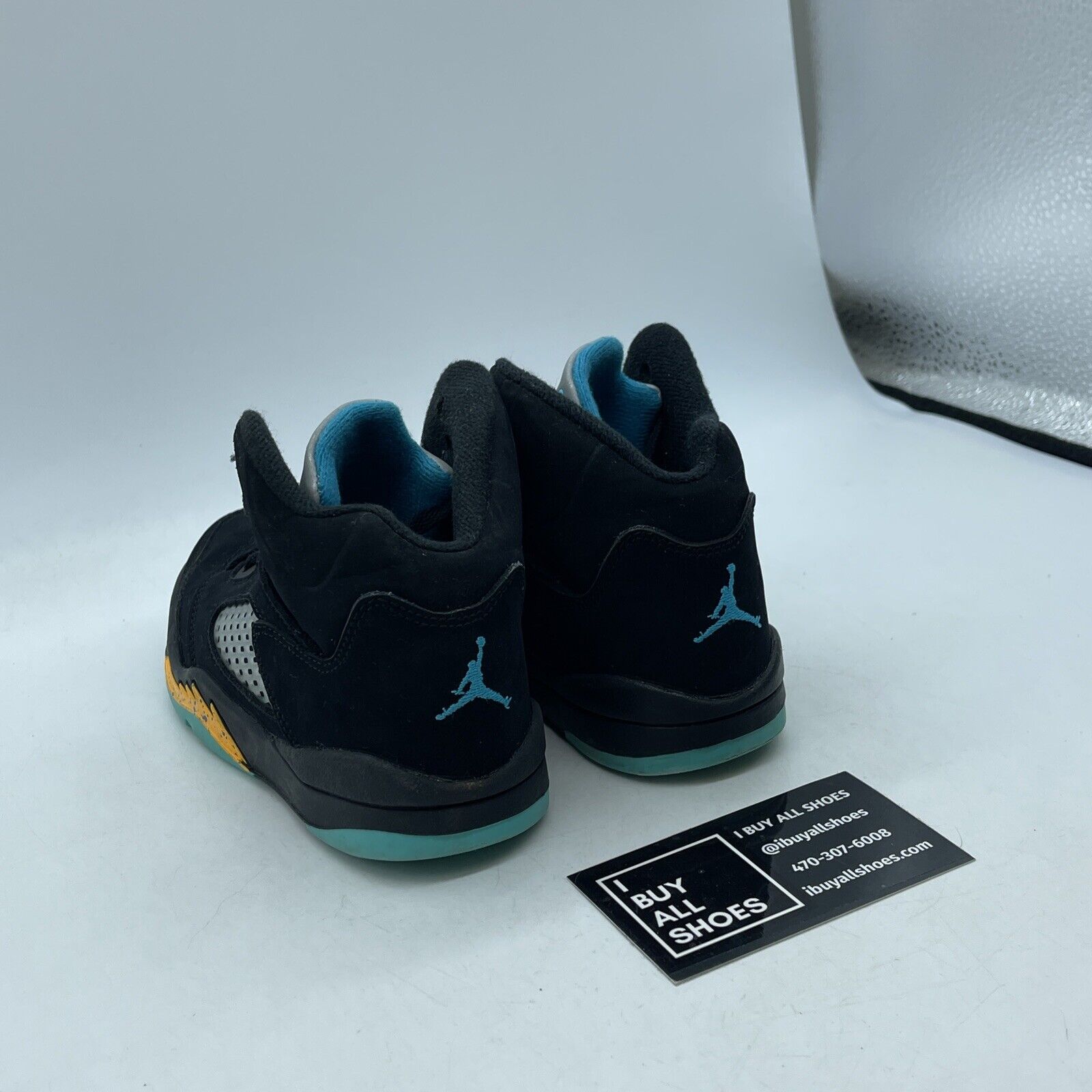 Size 11C (PS) - Jordan 5 Retro Mid Aqua Blue Black Yellow Suede (440889-047)