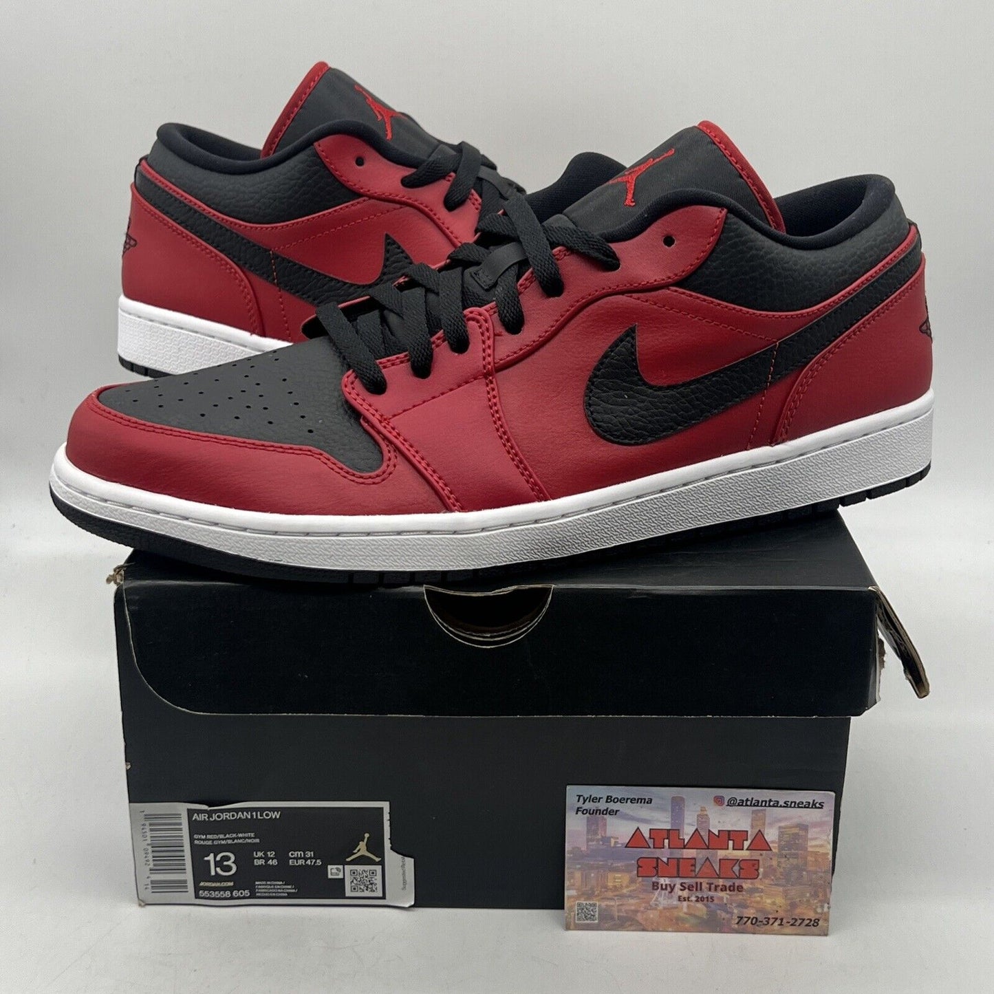 Size 13 - Air Jordan 1 Reverse Bred Black White Red Leather (553558-605) Og All