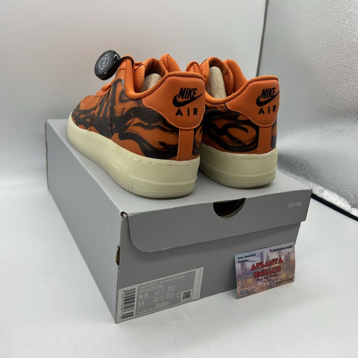 Size 9.5 - Nike Air Force 1 Low Orange Skeleton Brand New Og All DS Orange Black