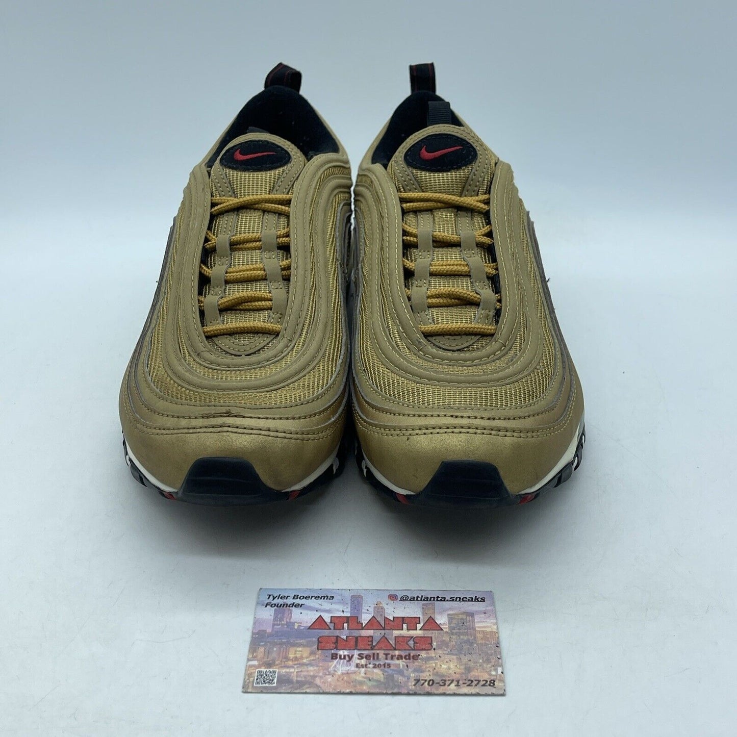 Size 9.5 - Nike Air Max 97 OG QS Metallic Gold Red Black White (884421-700)