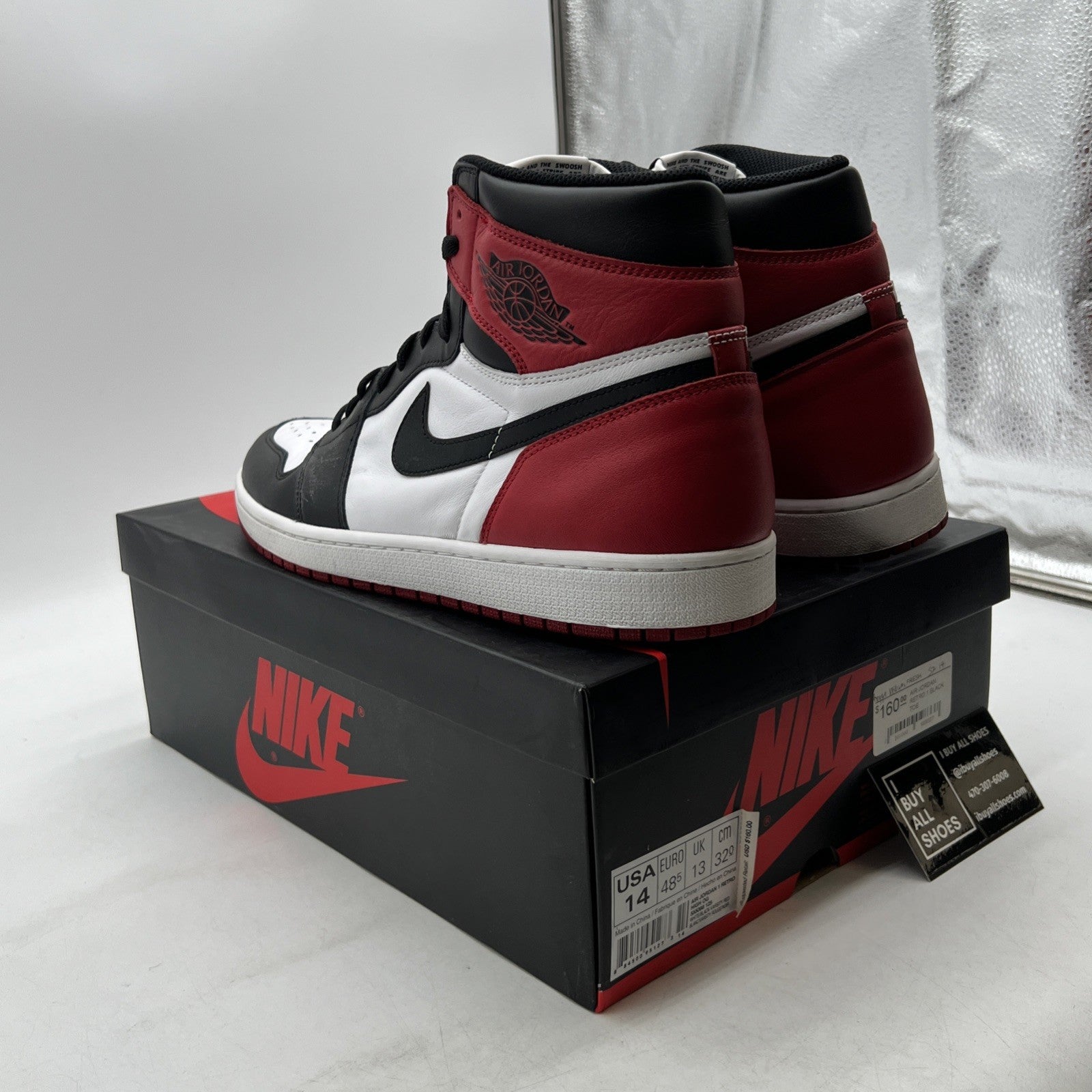 Size 14 - Air Jordan 1 Retro High OG Black Toe 2016 (555088-125)