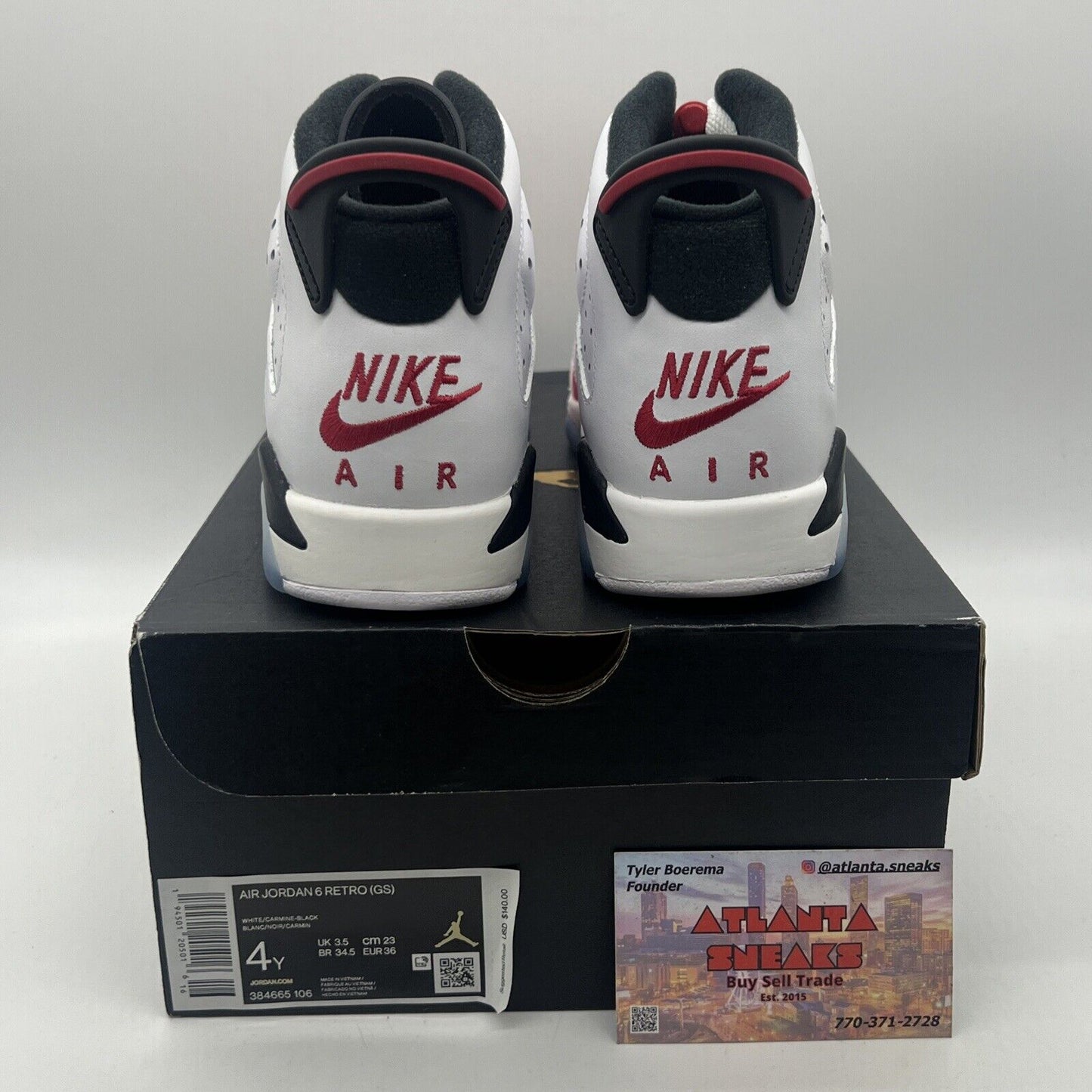 Size 4 - Jordan 6 Retro OG Mid Carmine Black White  Suede Leather (384665-106)