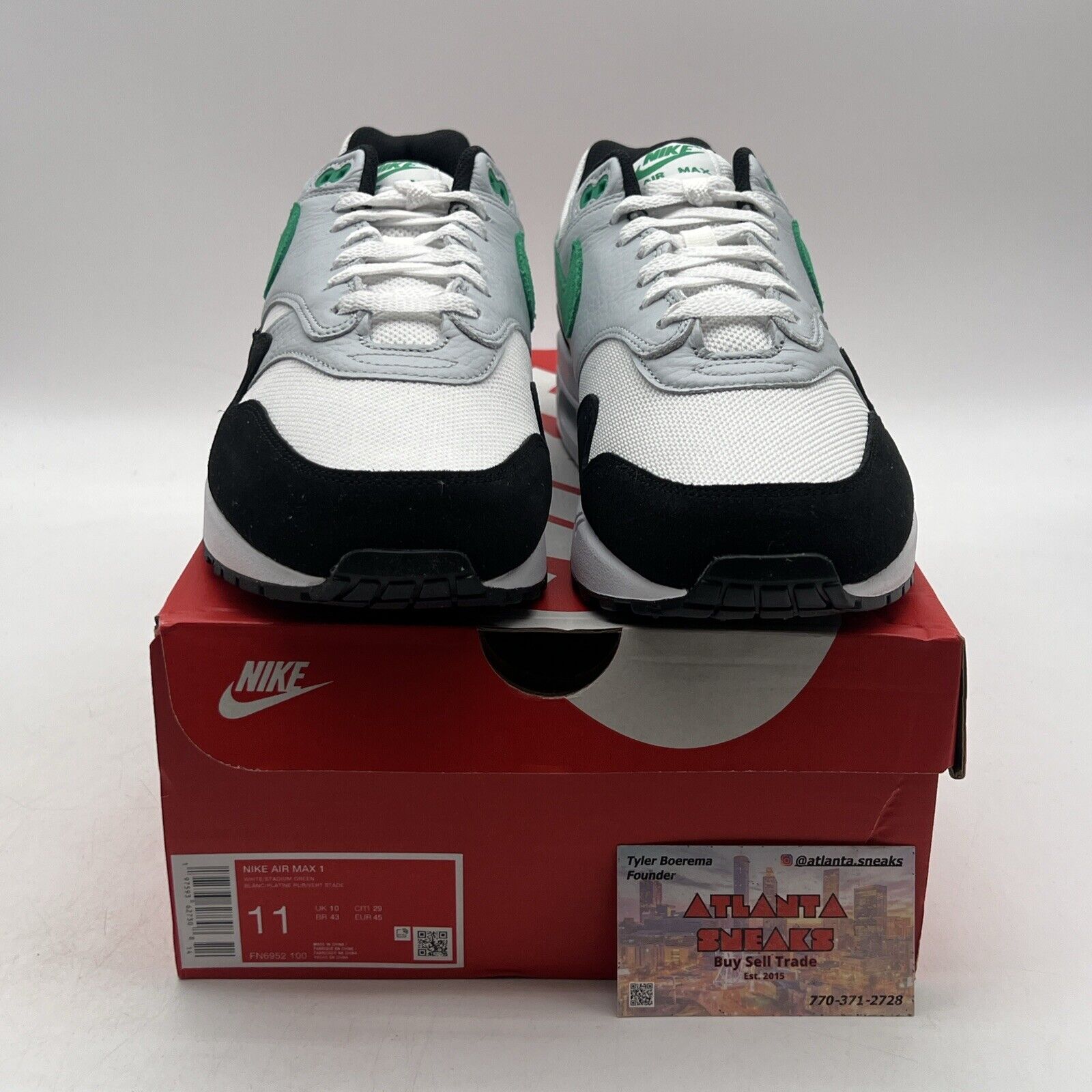 Size 11 - Nike Air Max 1 Low Stadium Green White Black Suede  (FN6952-100)