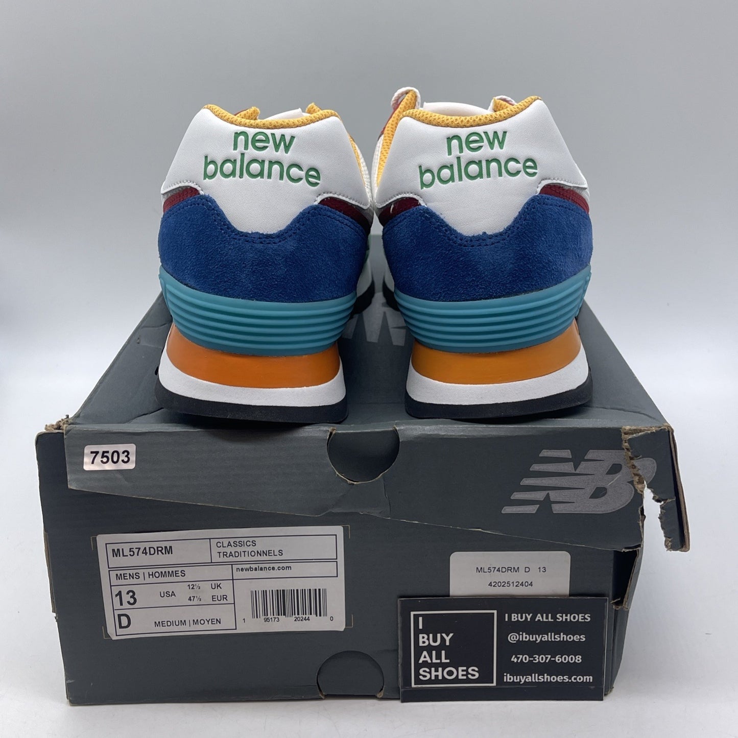 Size 13 - New Balance 574 Rugged White Varsity Green (ML574DRM)