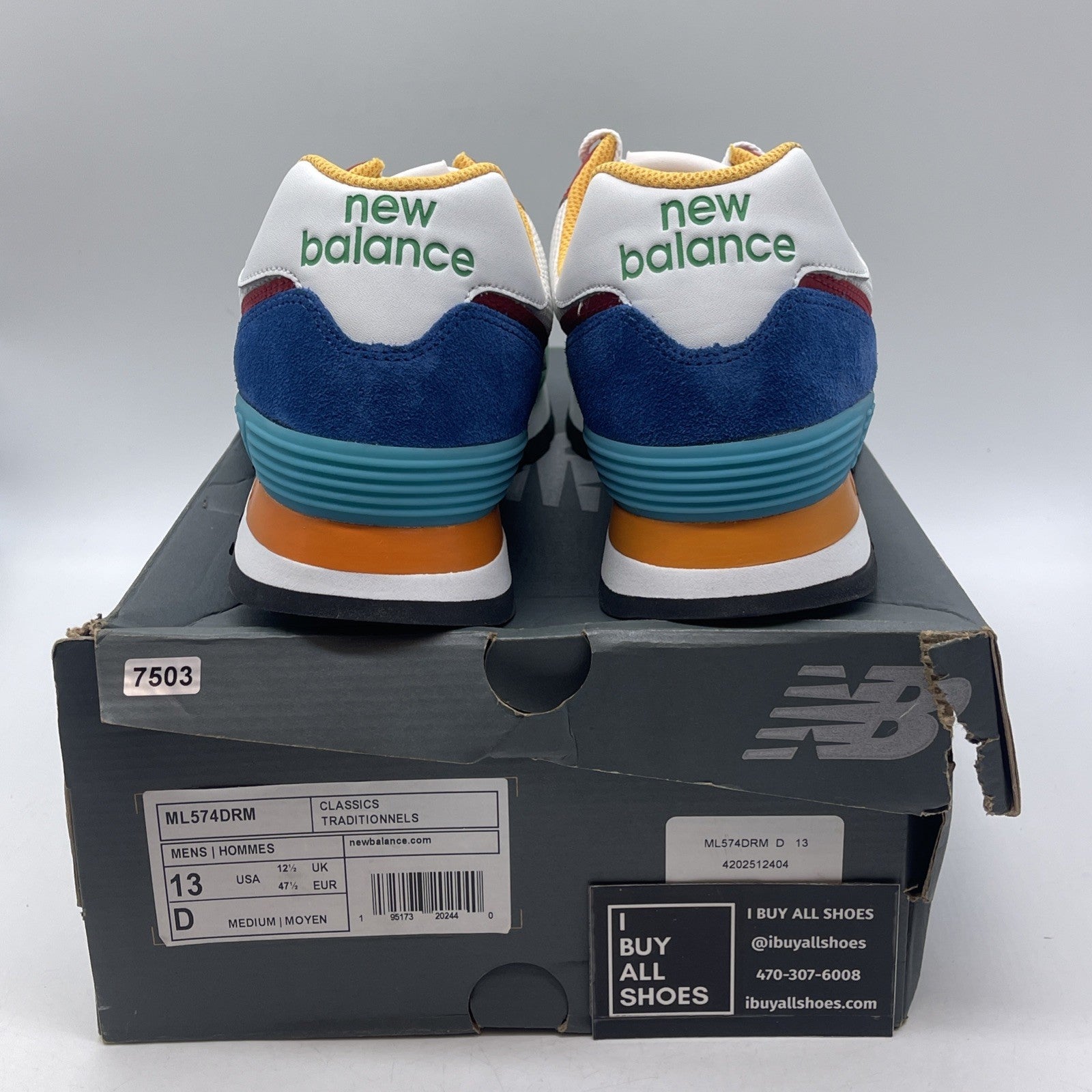 Size 13 - New Balance 574 Rugged White Varsity Green (ML574DRM)