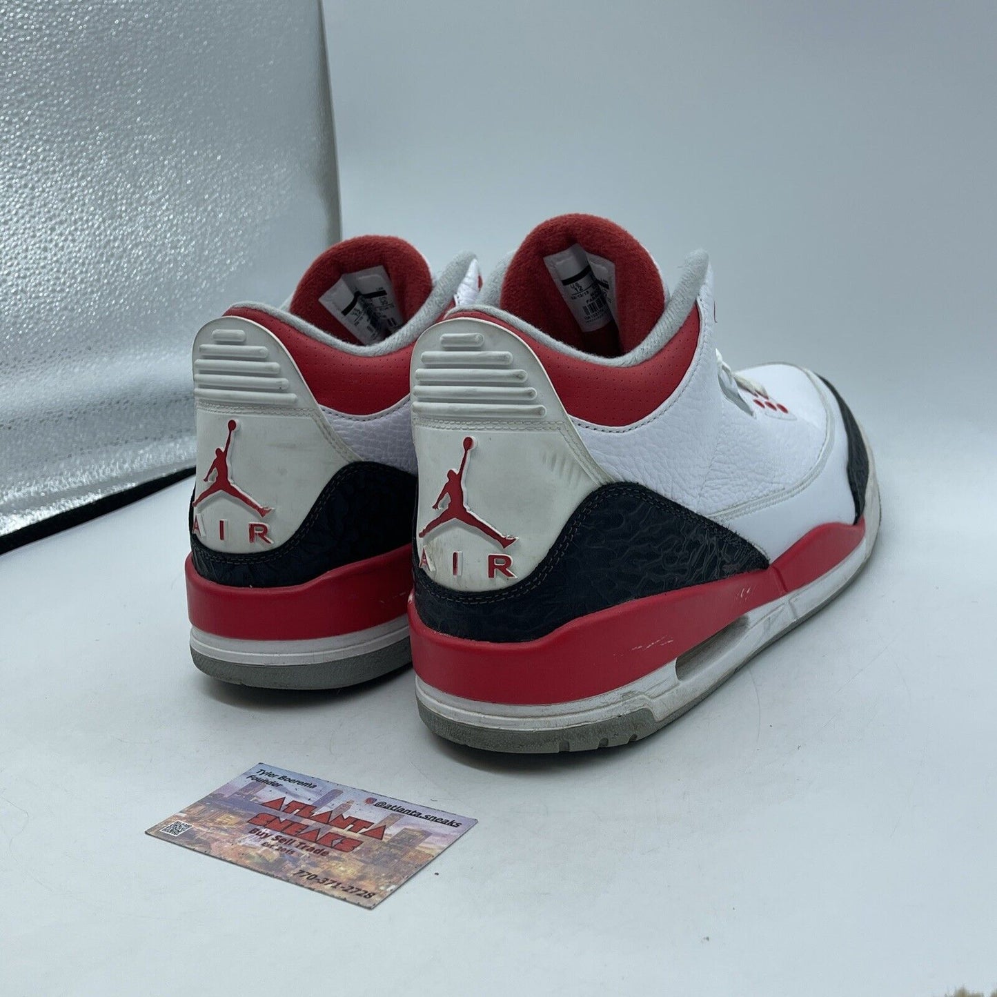 Size 12 - Air Jordan 3 Retro Fire Red White Leather Black Suede (136064-120)