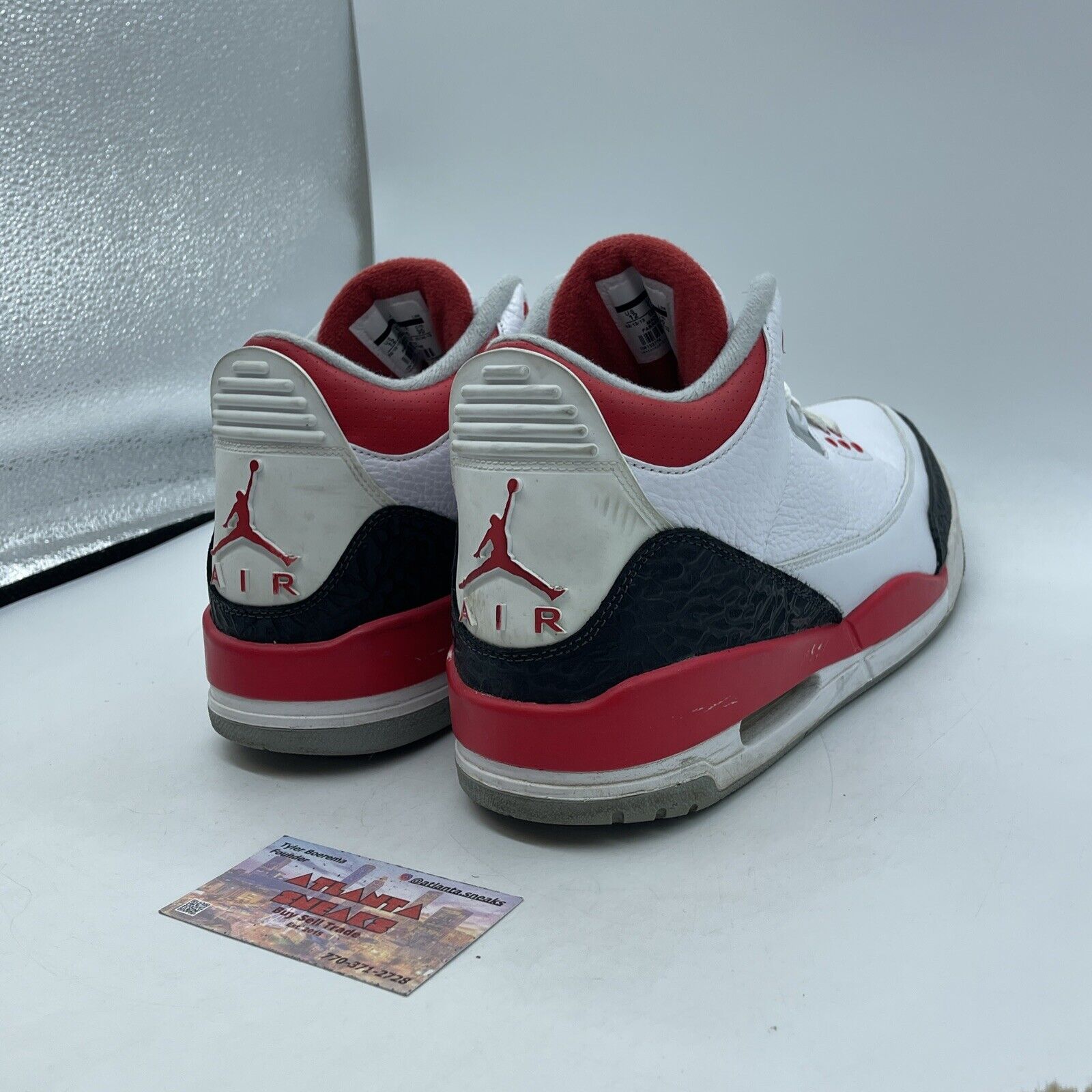 Size 12 - Air Jordan 3 Retro Fire Red White Leather Black Suede (136064-120)