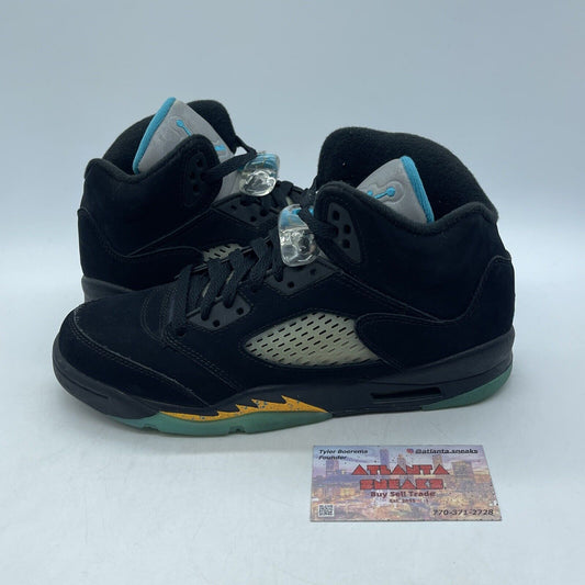 Size 7Y - Jordan 5 Retro Mid Aqua Black Suede Leather (440888-047)