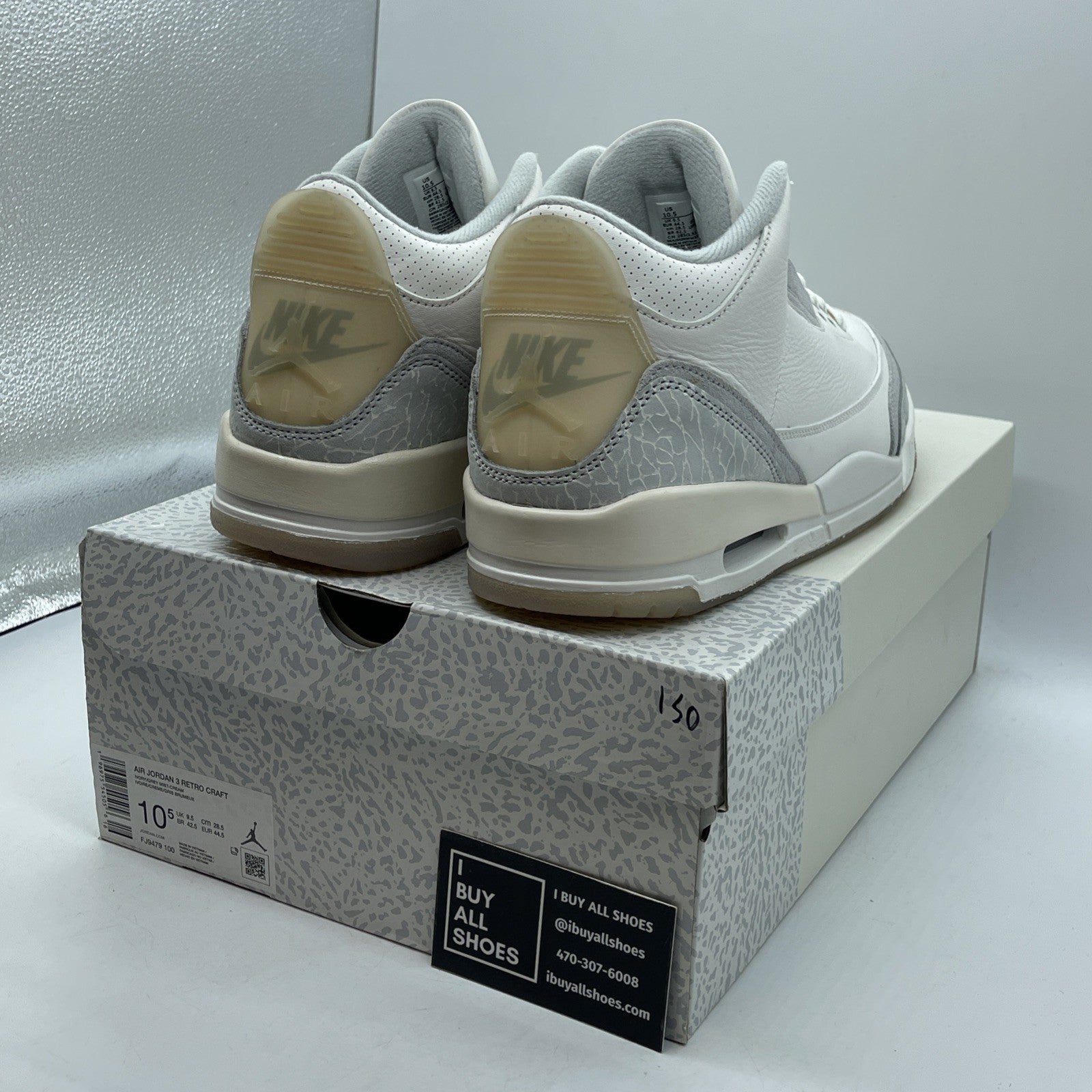 Size 10.5 - Air Jordan 3 Retro Craft Ivory/Grey White Leather (FJ9579-100)