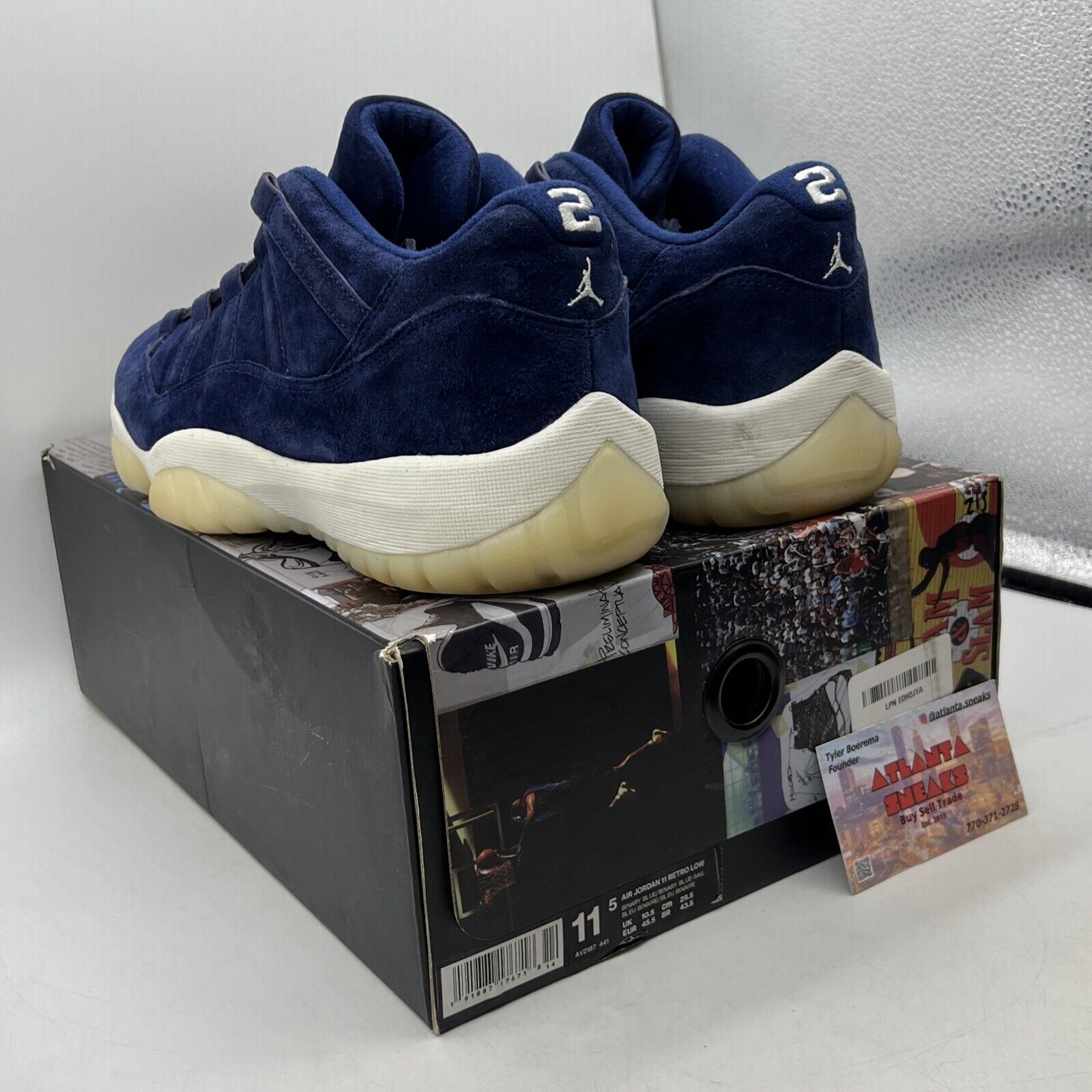 Size 11.5 - Air Jordan 11 Retro Low RE2PECT Navy Suede White (AV2187-441)