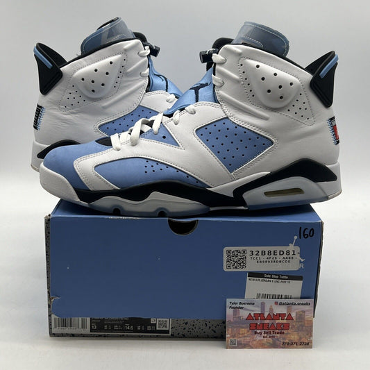 Size 13 - Jordan 6 Retro Mid UNC Home Black White Blue Suede Leather CT8529-410