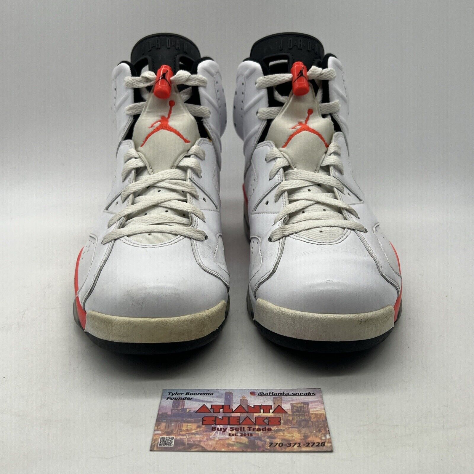 Size 12 - Air Jordan 6 Retro White Infrared 2014 White Black  (384664-123)