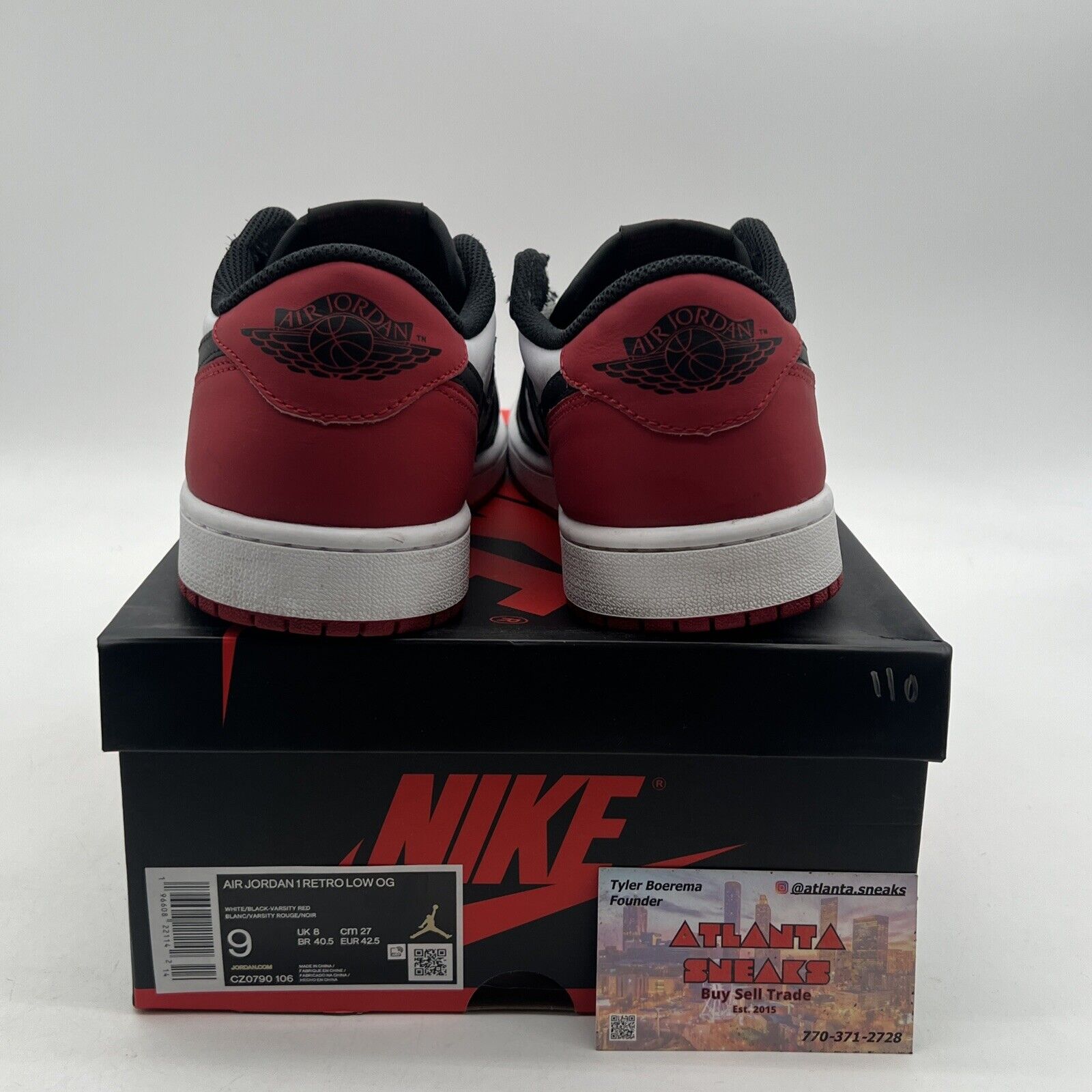 Size 9 - Air Jordan 1 Retro OG Low Black Toe (CZ0790-106)