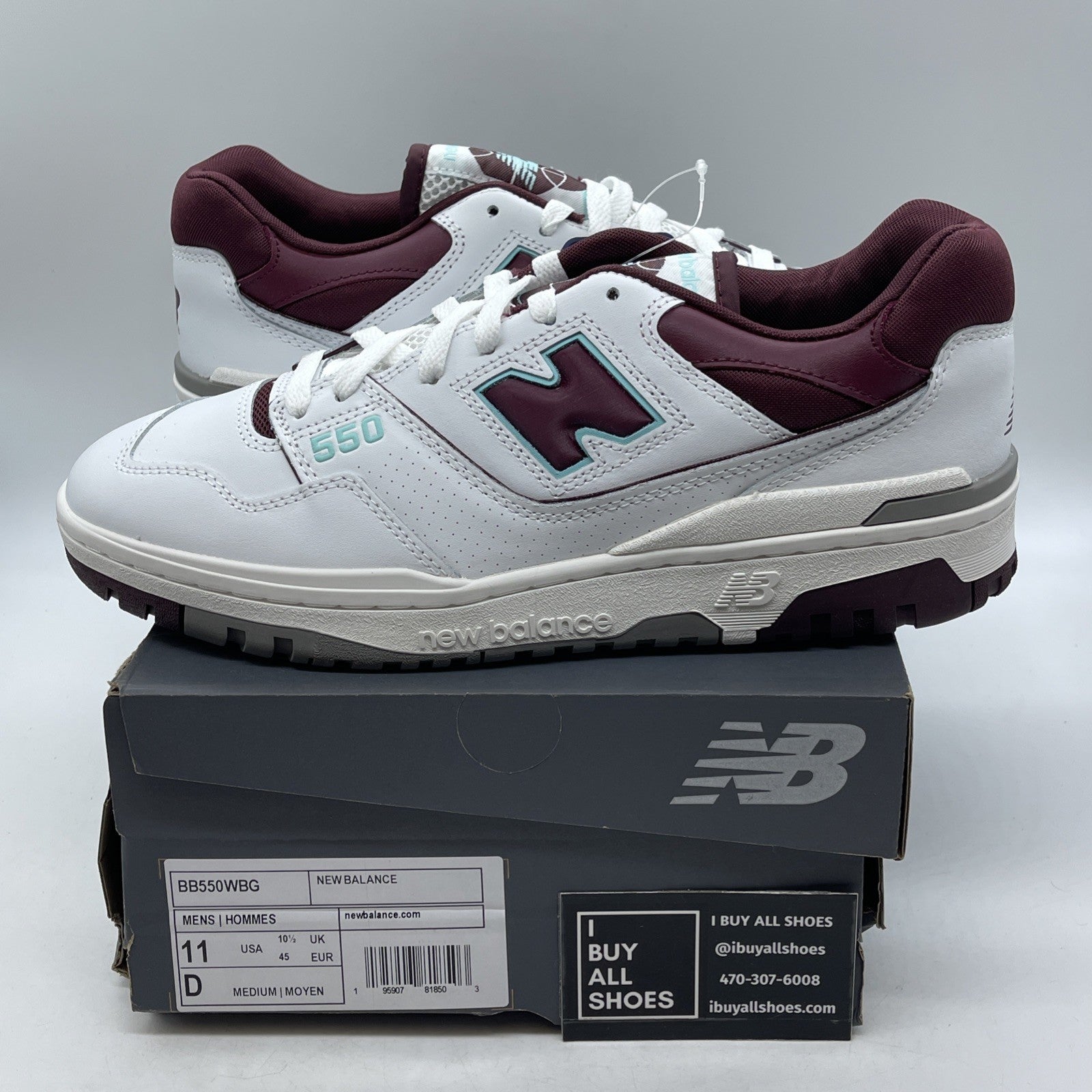 Size 11 - New Balance 550 Burgundy Turquoise (BB550WBG)