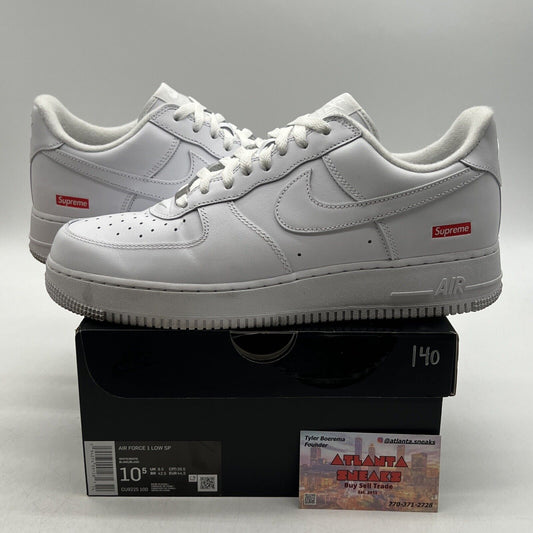 Size 10.5 - Nike Air Force 1 x Supreme Low Box Logo - White Red (CU9225-100)