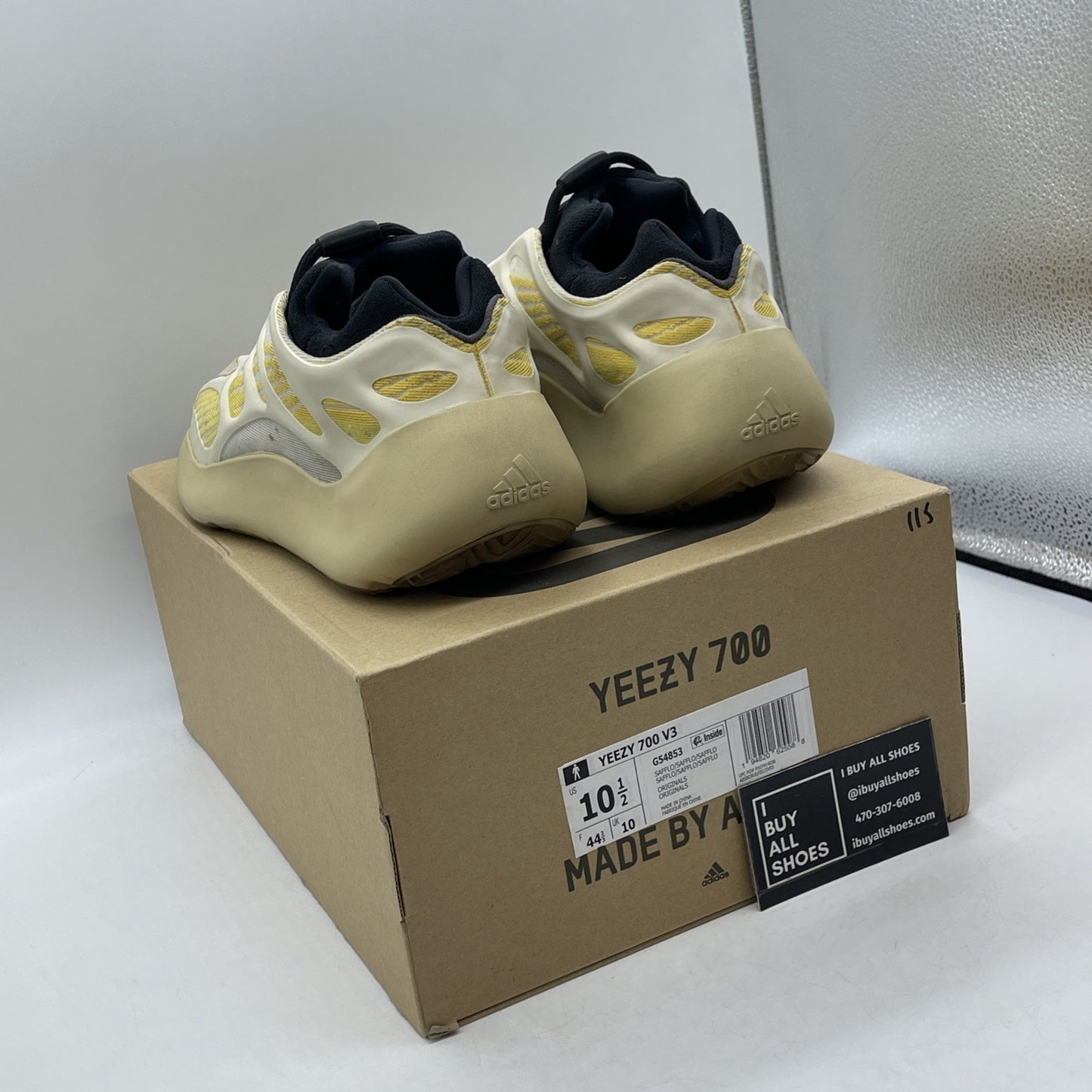Size 10.5 - adidas Yeezy 700 V3 Safflower Black Tan Yellow Suede (G54853)