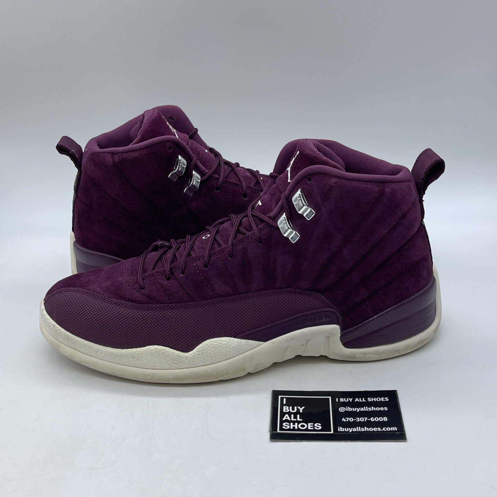 Size 12 - Air Jordan 12 Retro Bordeaux GB White Leather Suede (130690-617)