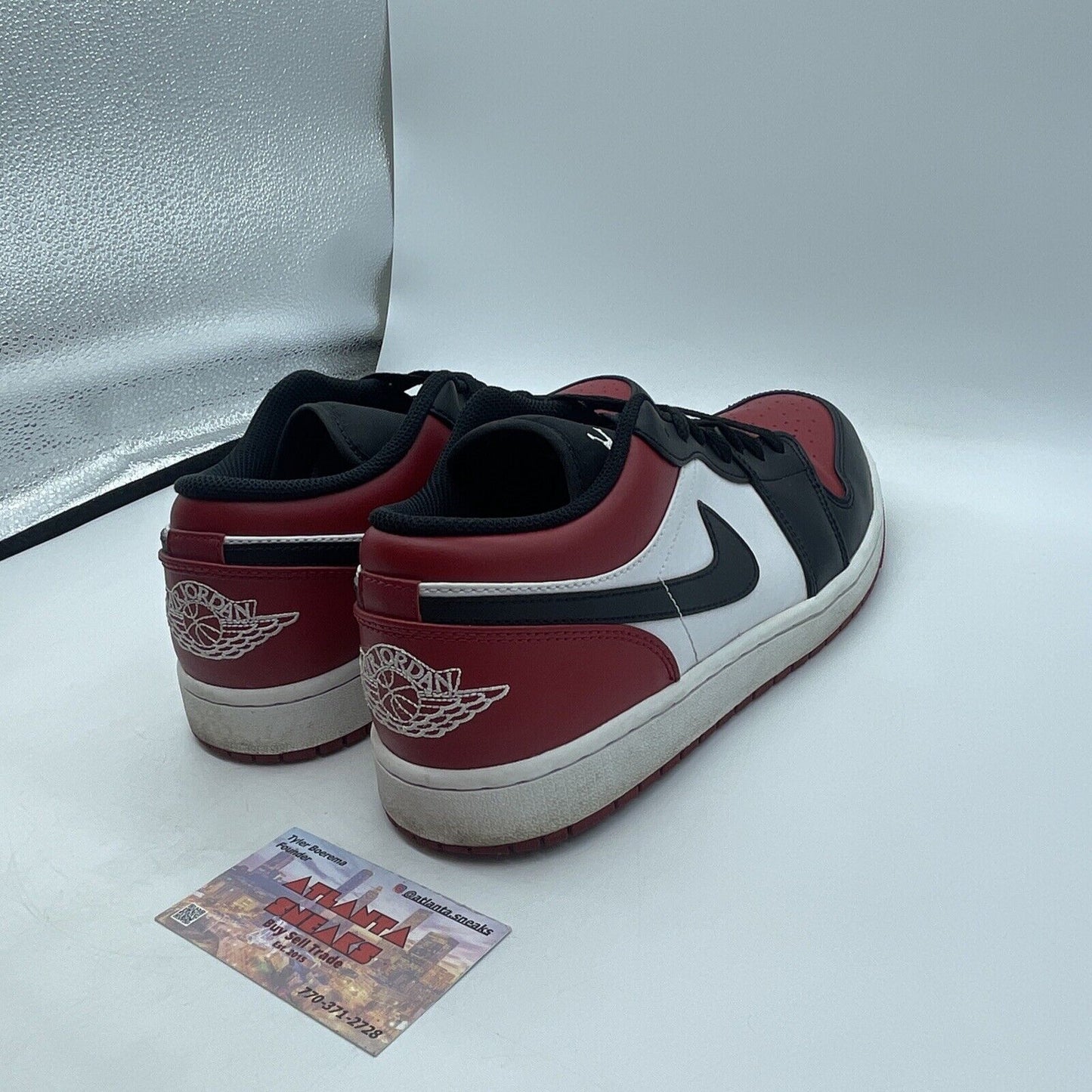 Size 10.5 - Jordan 1 Low Bred Toe Red Black White (553558-612)