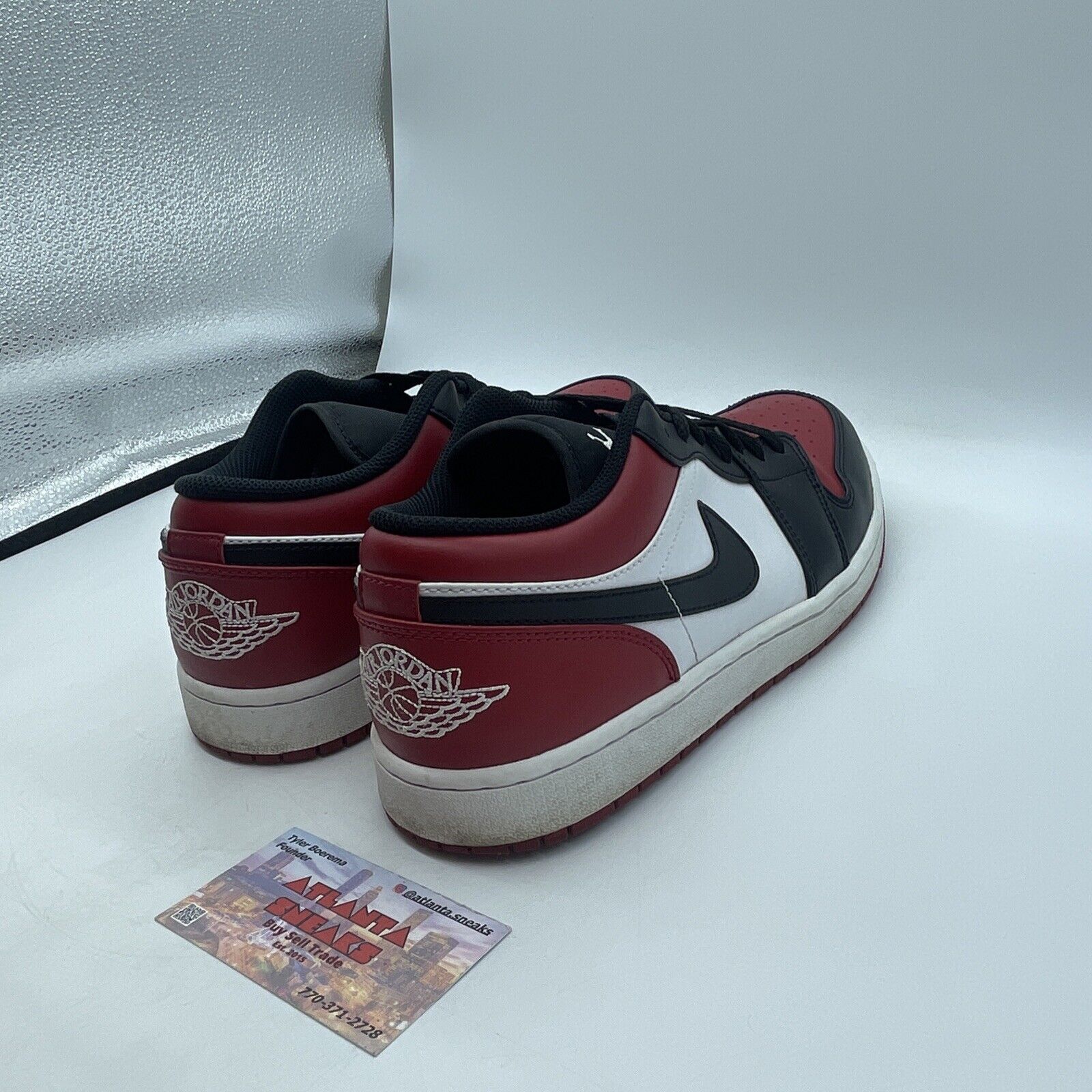 Size 10.5 - Jordan 1 Low Bred Toe Red Black White (553558-612)
