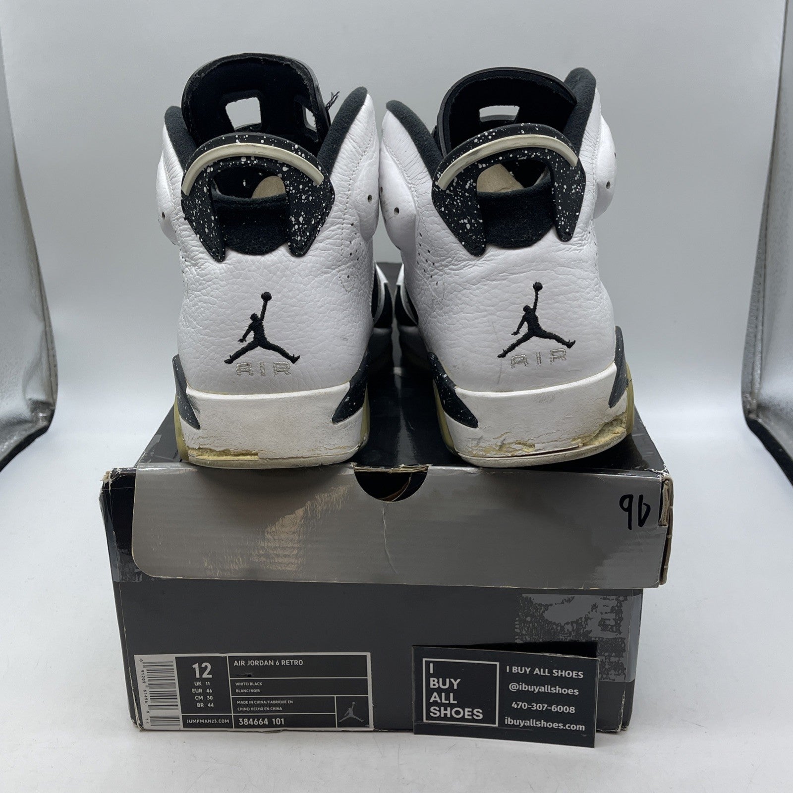 Size 12 - Air Jordan 6 Retro Oreo (384664-101)