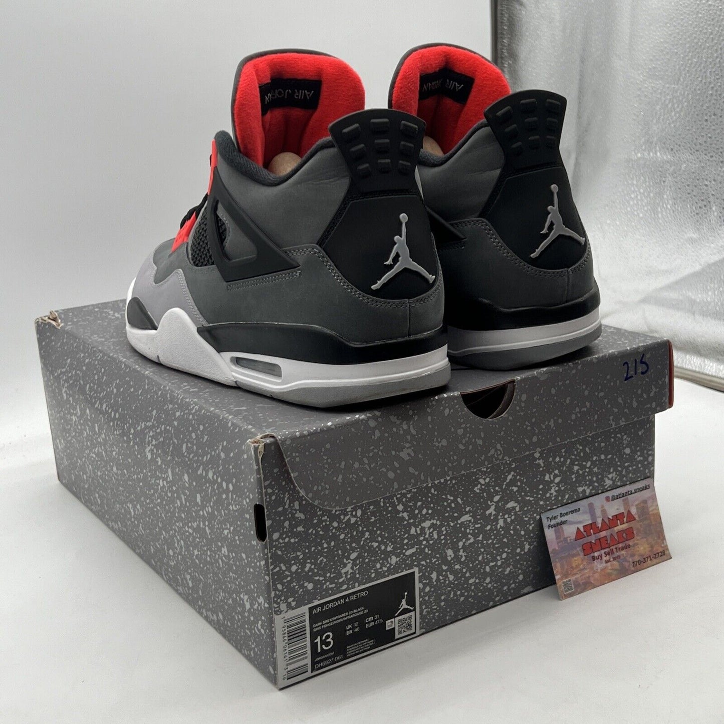 Size 13 - Jordan 4 Retro Mid Infrared Black Grey Red (DH6927-061)