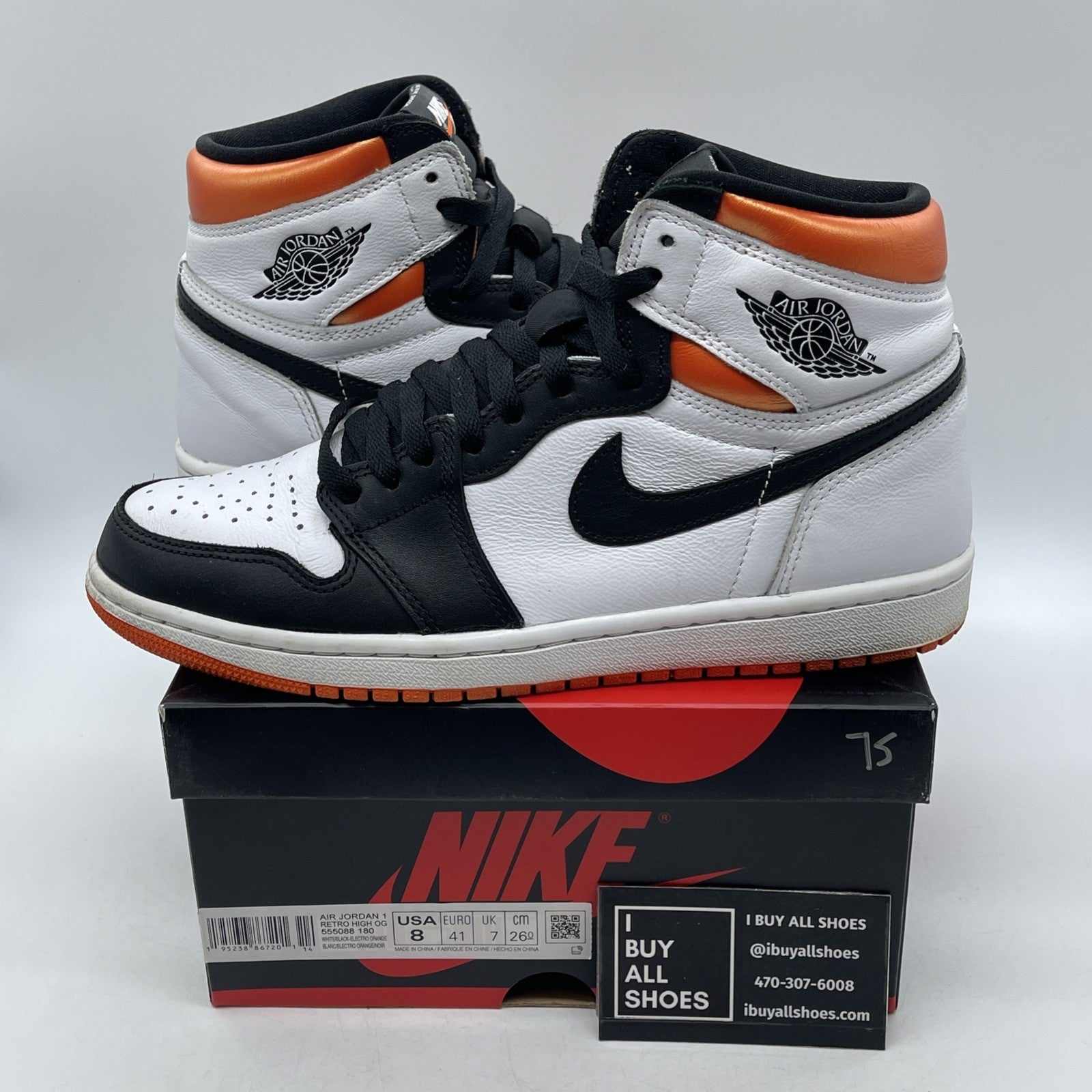 Size 8 - Air Jordan 1 Retro High Electro Orange (555088-180)