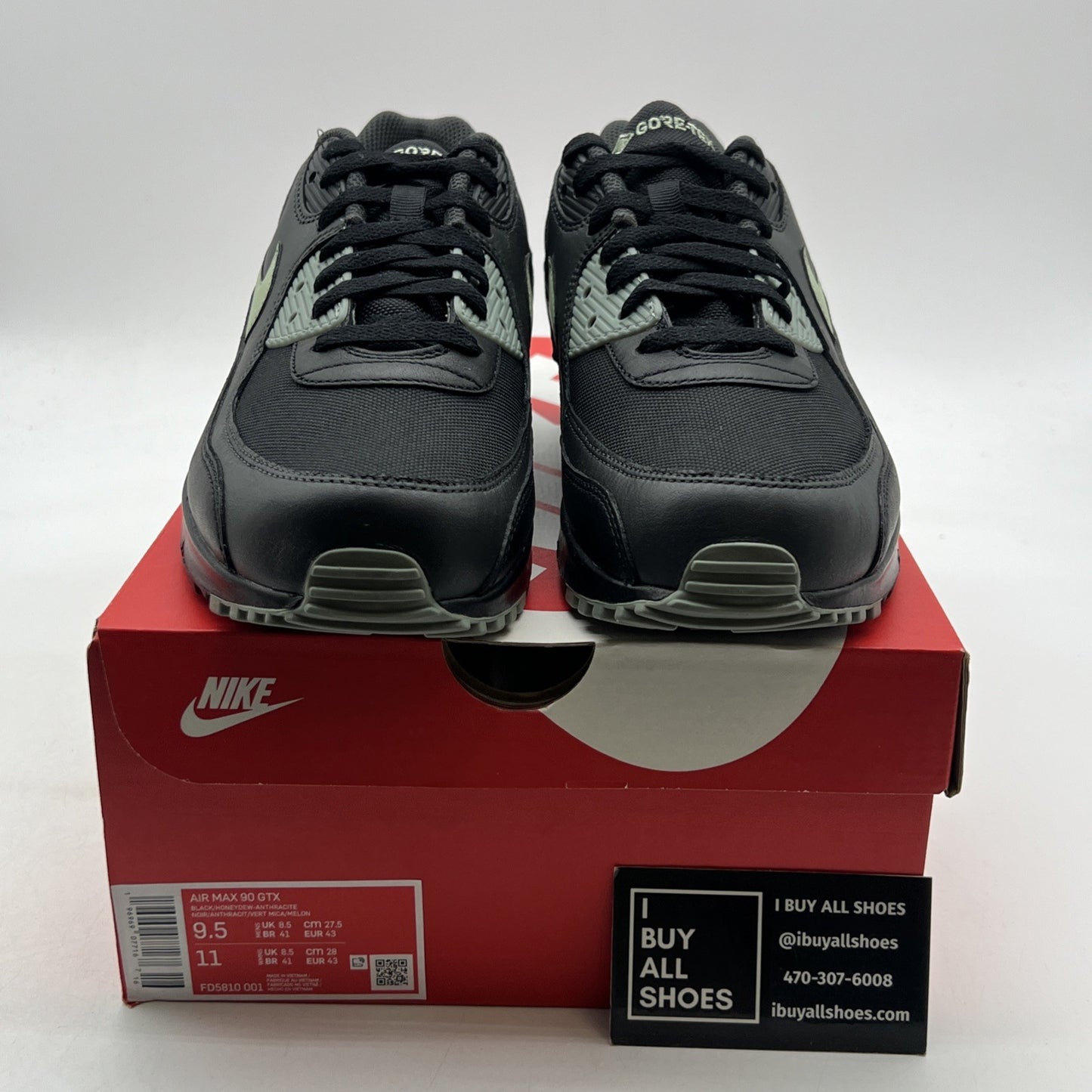 Size 9.5 - Nike Air Max 90 GTX Gore-Tex Black Honeydew Anthracite (FD5810-001)