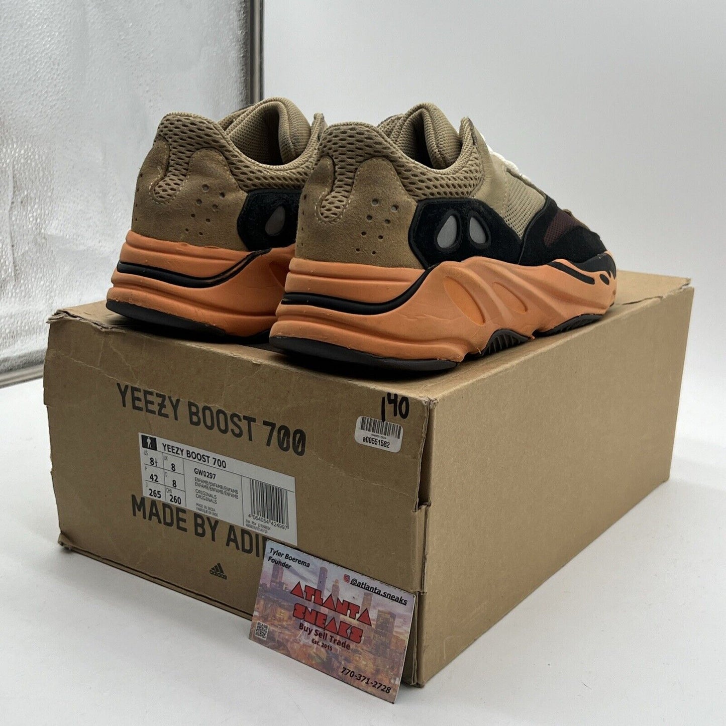 Size 8.5 - adidas Yeezy Boost 700 Enflame Amber Tan Orange Suede (GW0297)