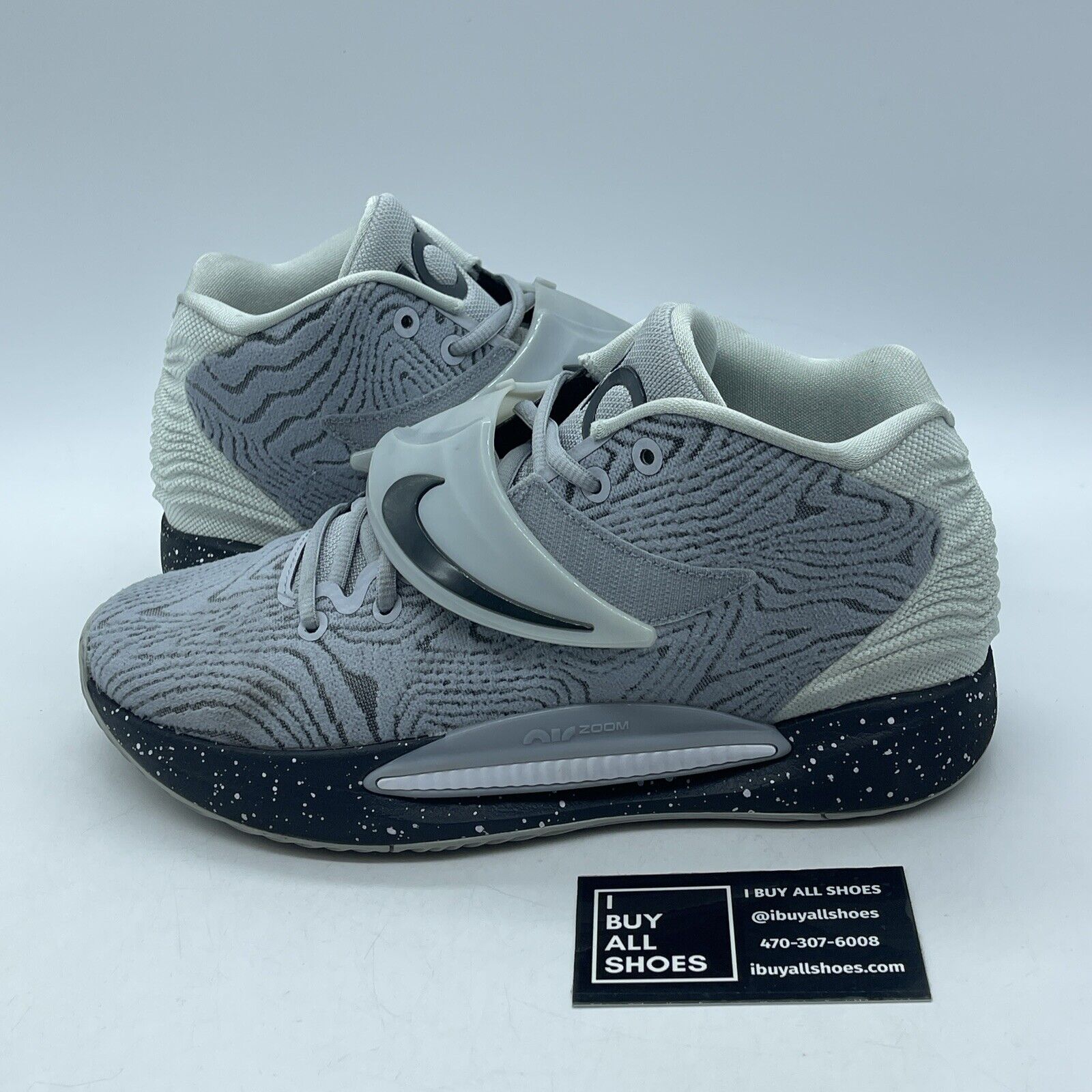 Size 8 - Nike KD 14 TB Wolf Grey Black White Suede (DA7850-002)