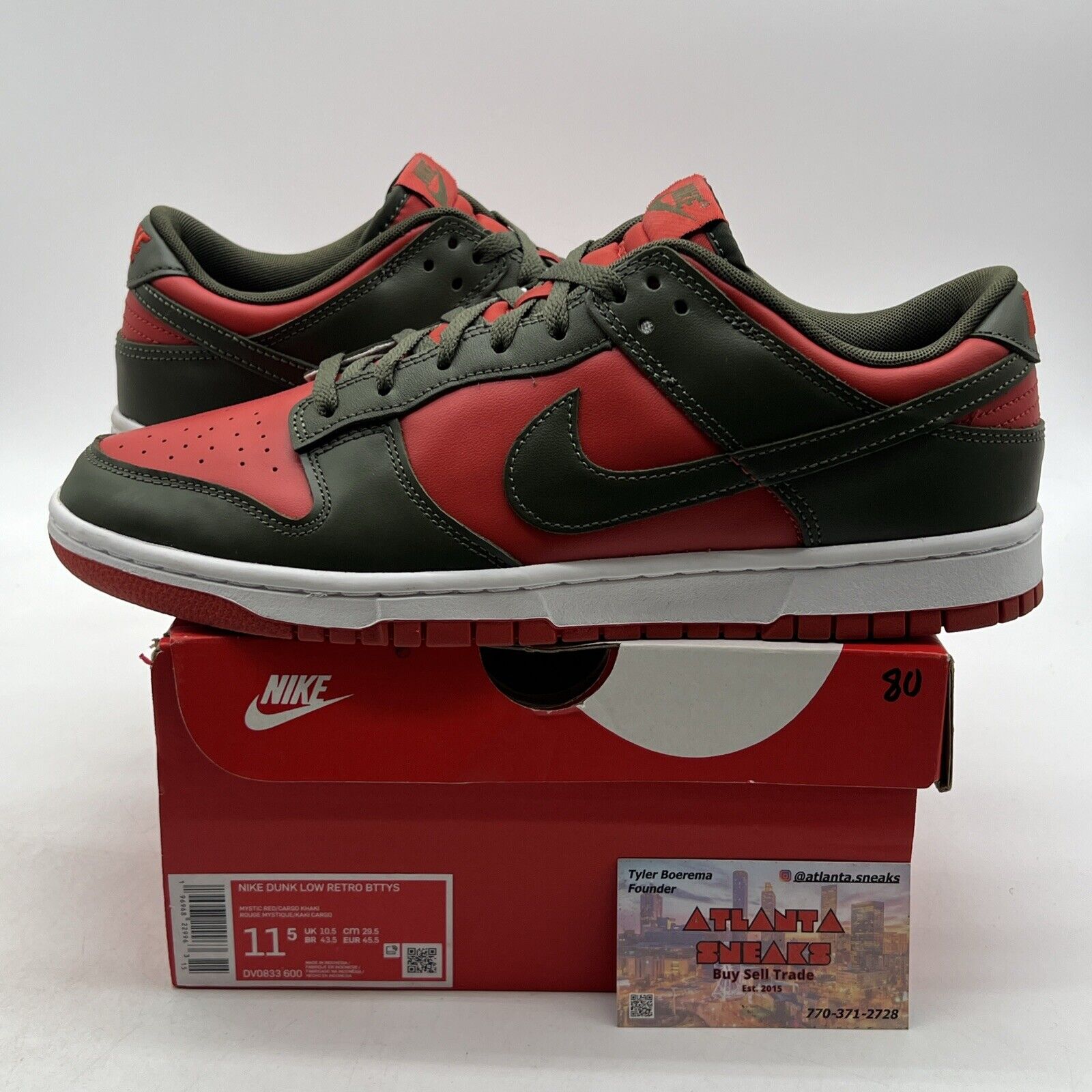 Size 11.5 - Nike Dunk Low Cargo Khaki Mystic Red (DV0833-600)