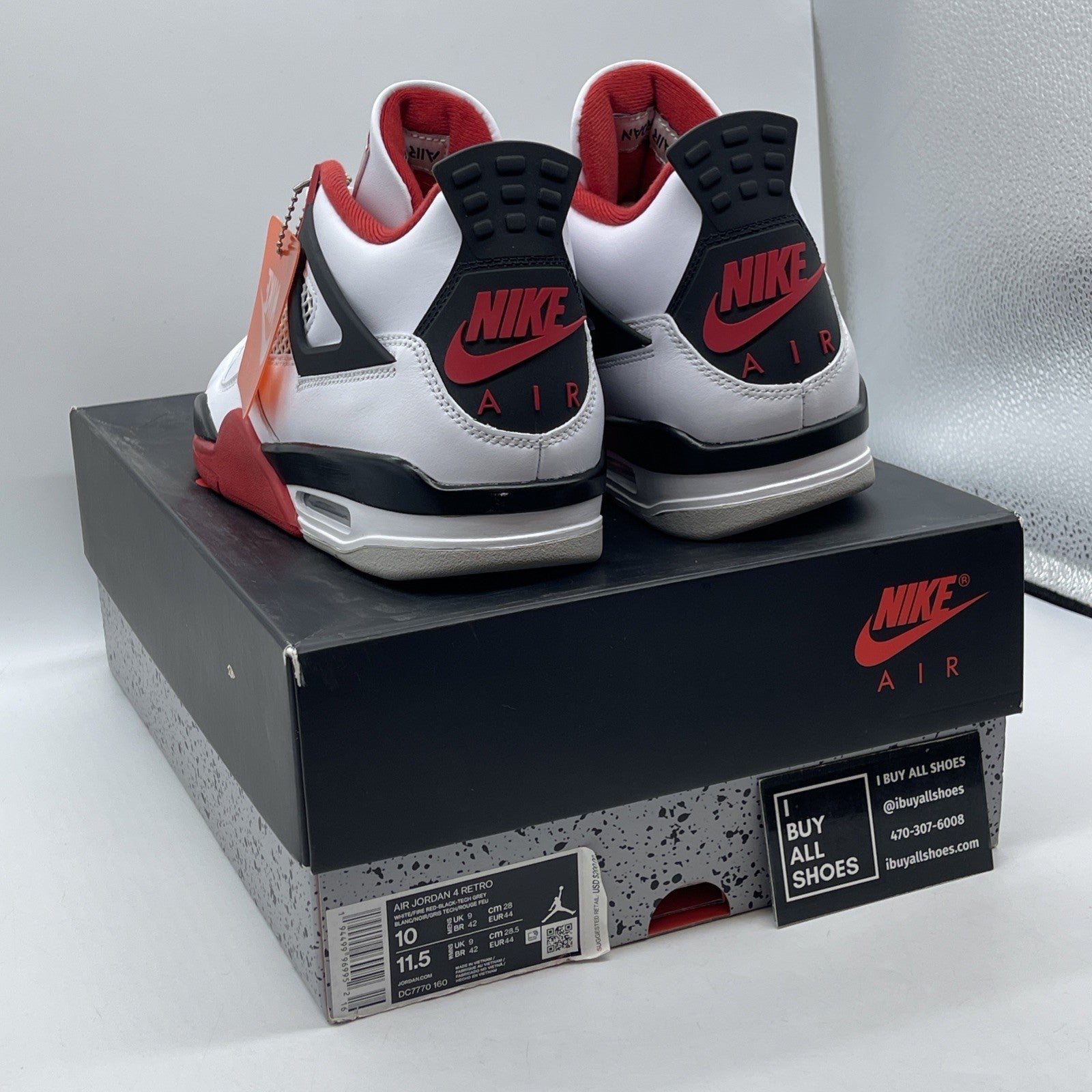 Size 10 - Jordan 4 Retro OG Mid Fire Red Black White Leather (DC7770-160)