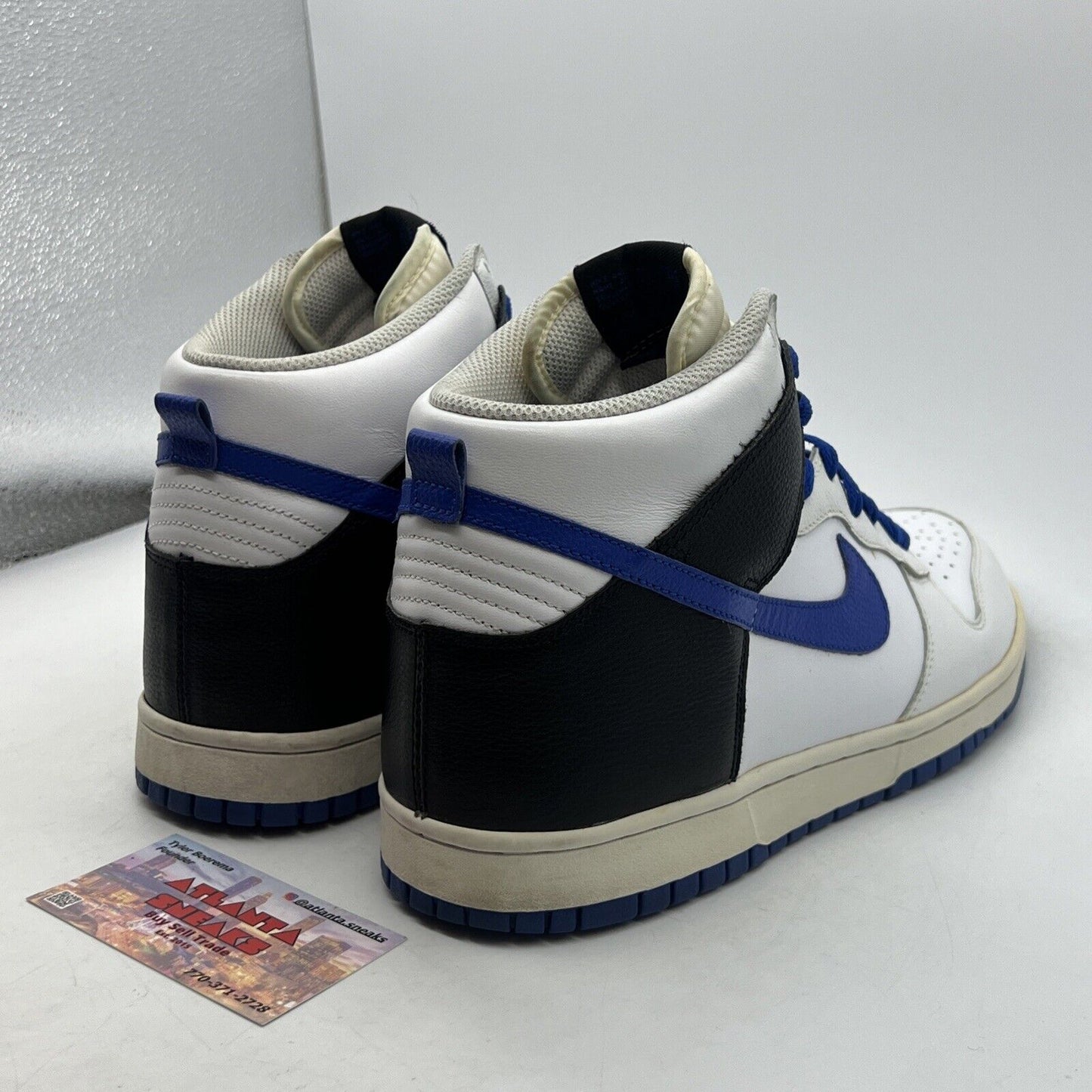 Size 11 - Nike Dunk High White - Black Blue Leather (317982-142)