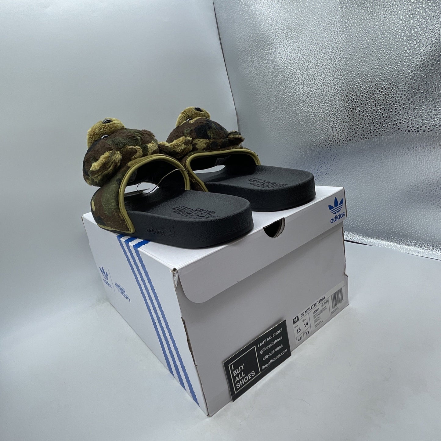 Size 13 - Adidas x Jeremy Scott Adilette Teddy Bear Camo Sandals (H02882)