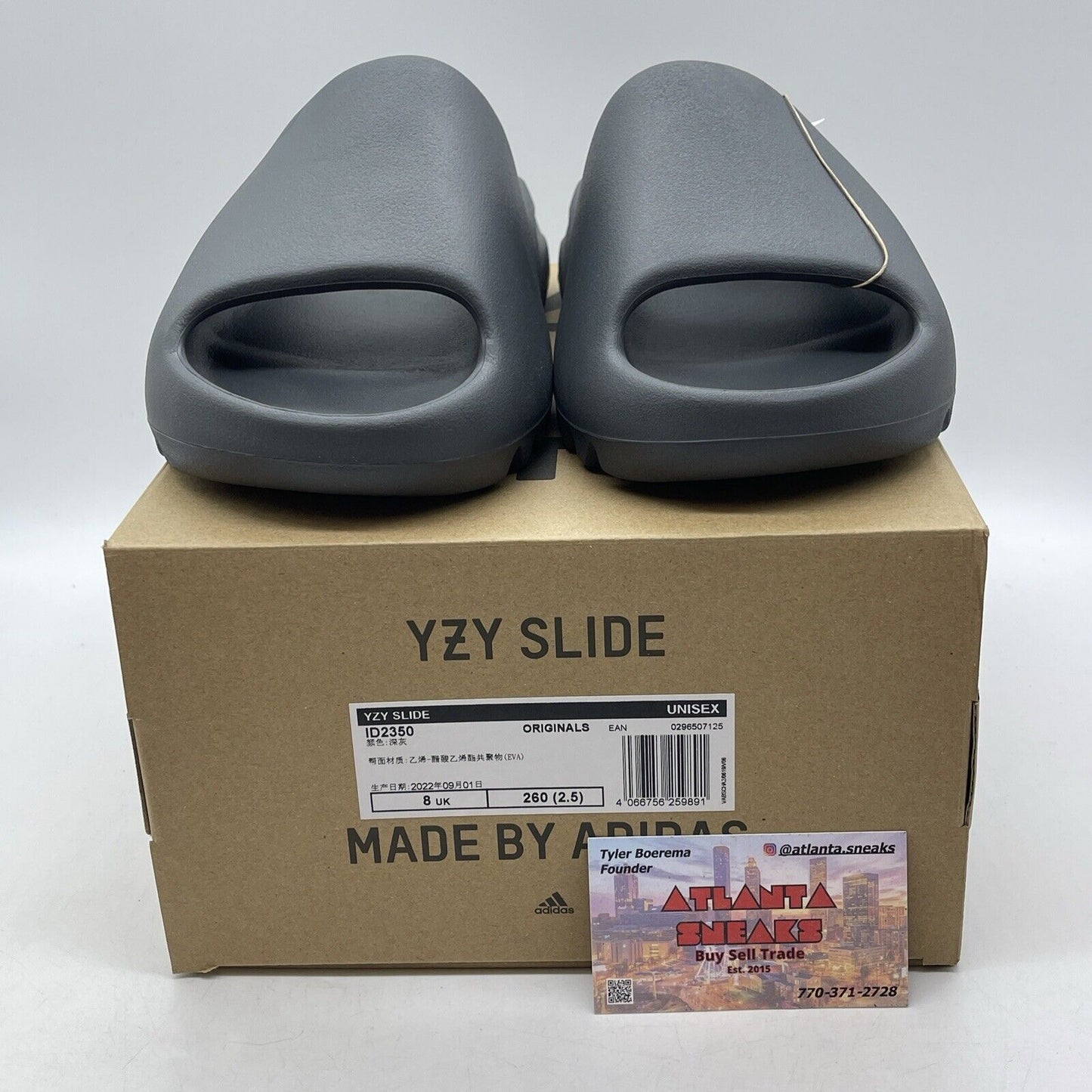 Size 8 - Adidas Yeezy Slide Slate Grey Black  (ID2350)