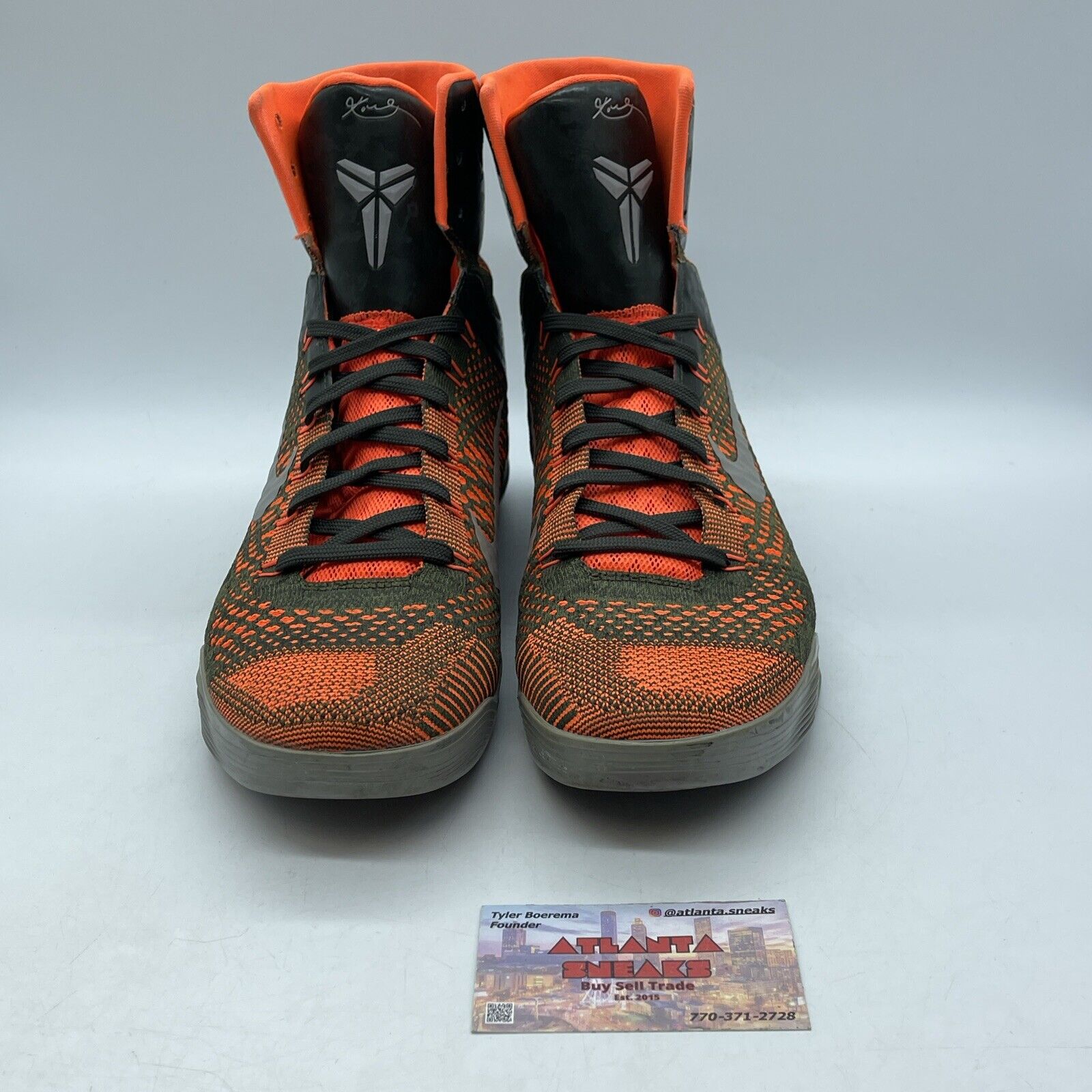 Size 9.5 - Nike Kobe 9 Elite Strategy Orange Black Grey Olive (630847-303)