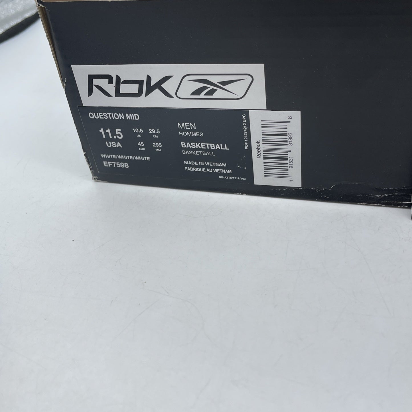 Size 11.5 - Reebok Question Mid Blue Sole (EF7598)