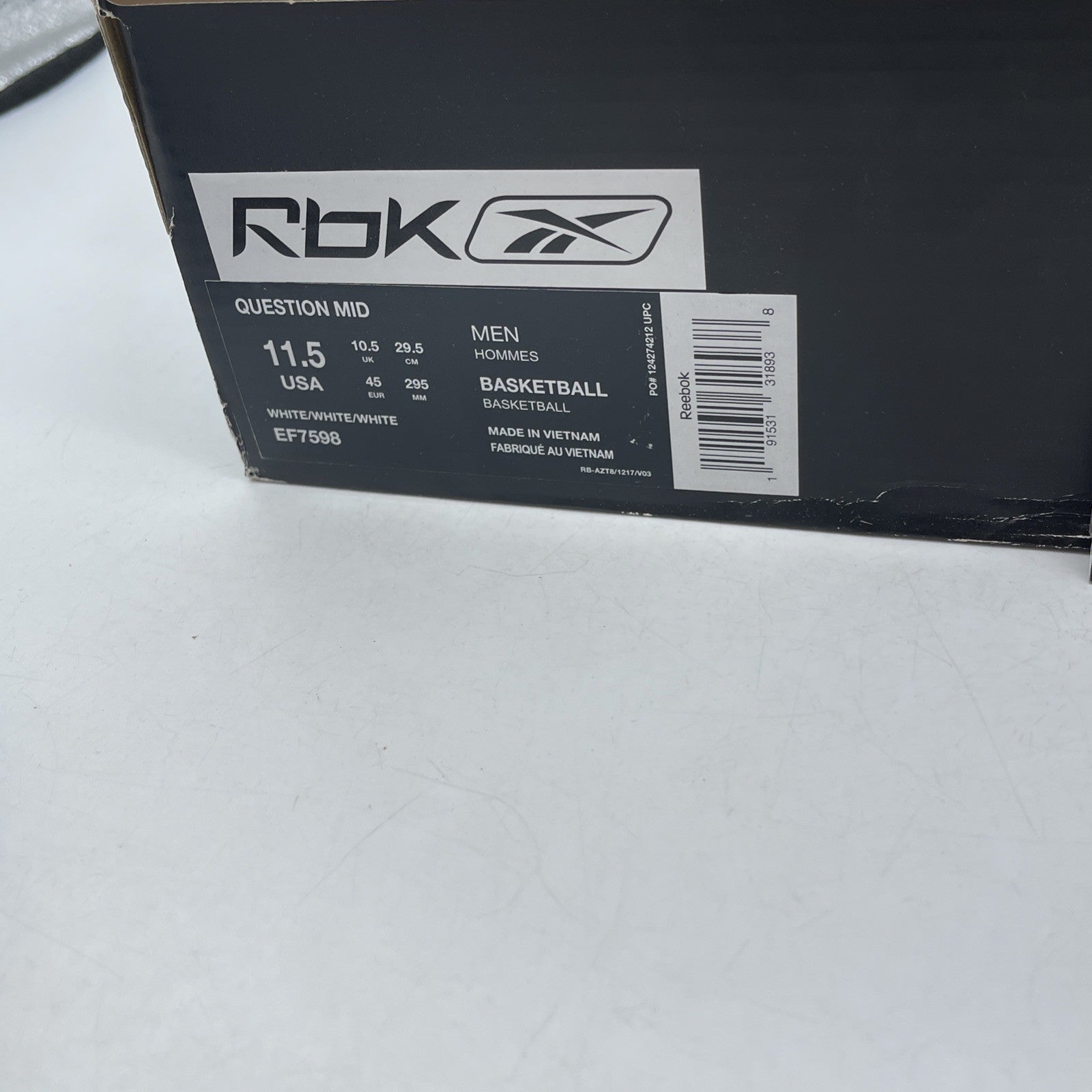 Size 11.5 - Reebok Question Mid Blue Sole (EF7598)