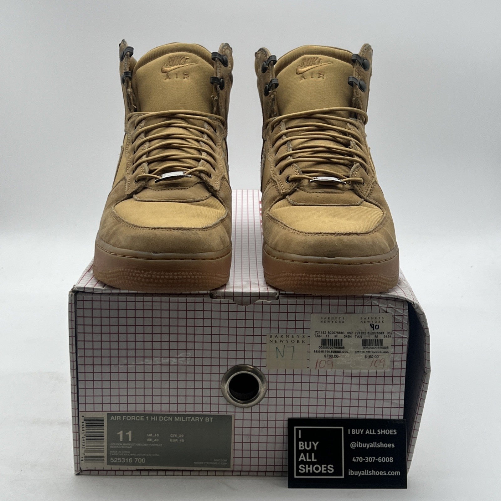 Size 11 - Nike Air Force 1 Dcn Military Bt High Brown (525316-700)