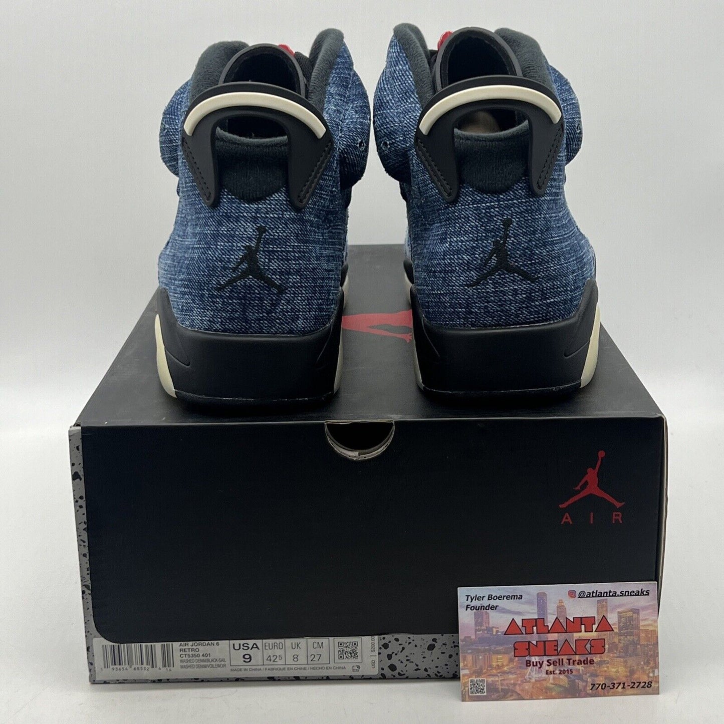 Size 9 - Air Jordan 6 Retro Washed Denim Blue Black Brown Leather (CT5350-401)