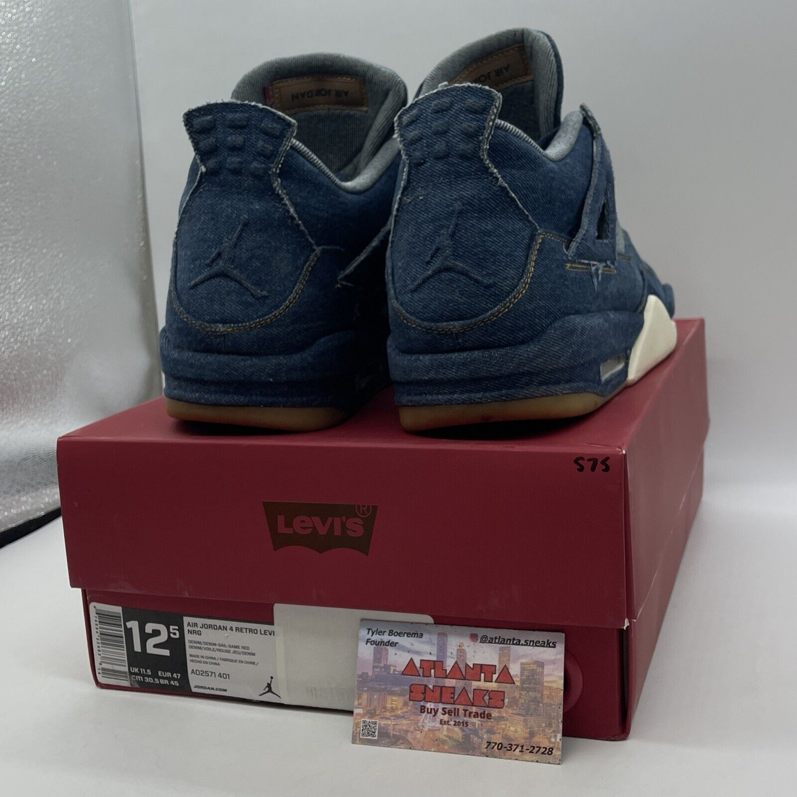 Size 12.5 - Levi's x Air Jordan 4 Retro Denim Blue Yellow Brown (AO2571-401)