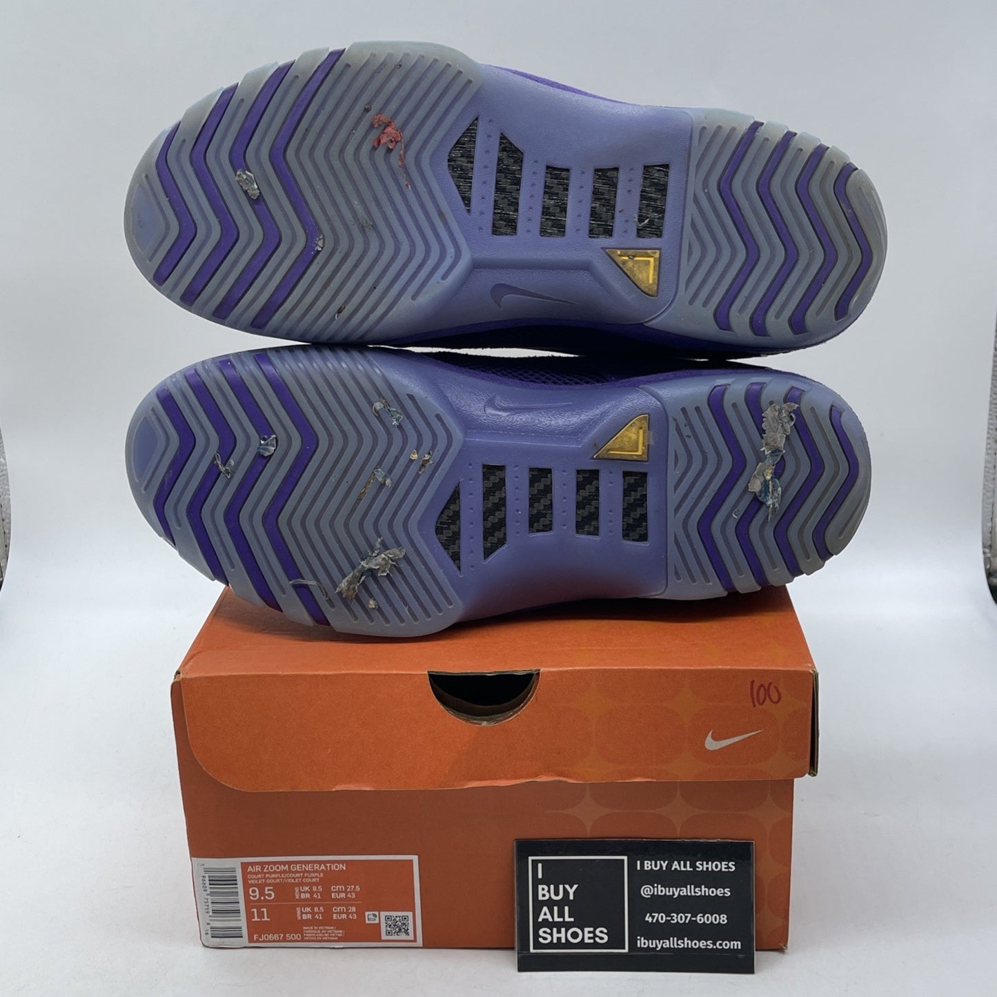 Size 9.5 - Nike Air Zoom Generation Shoes Mid Court Purple (FJ0667-500)