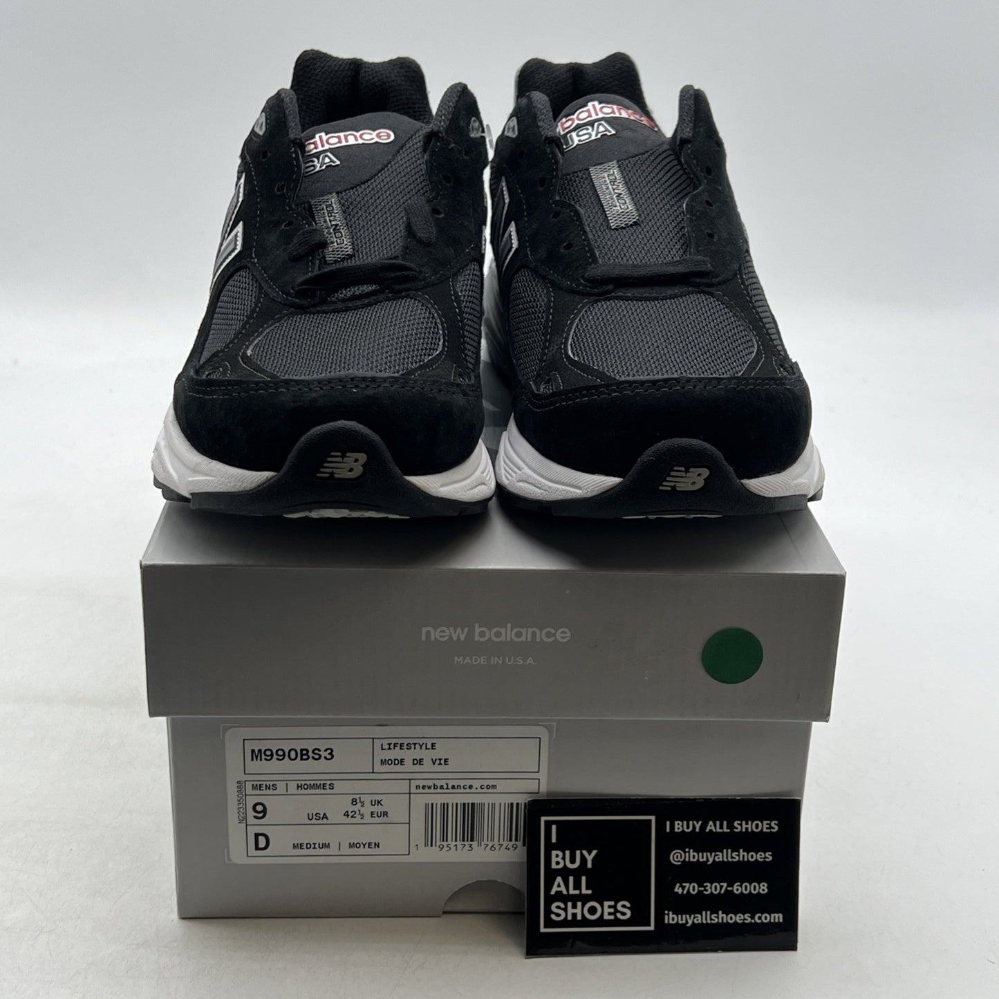 Size 9 - New Balance 990v3 Black And Silver (M990BS3)