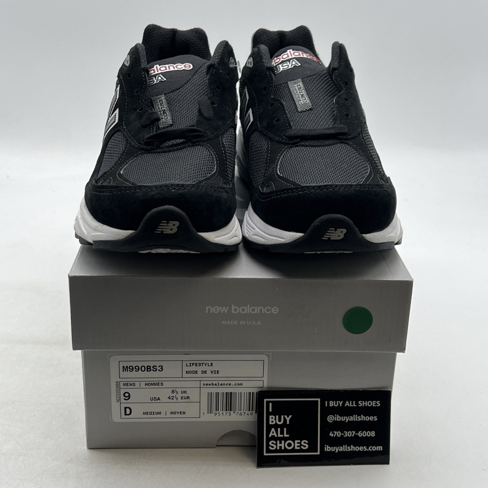 Size 9 - New Balance 990v3 Black And Silver (M990BS3)