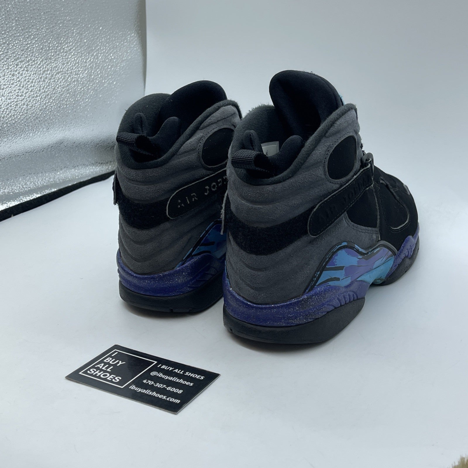 Size 8.5 - Air Jordan 8 Retro 2007 Aqua Black Purple Grey Suede (305381-025)