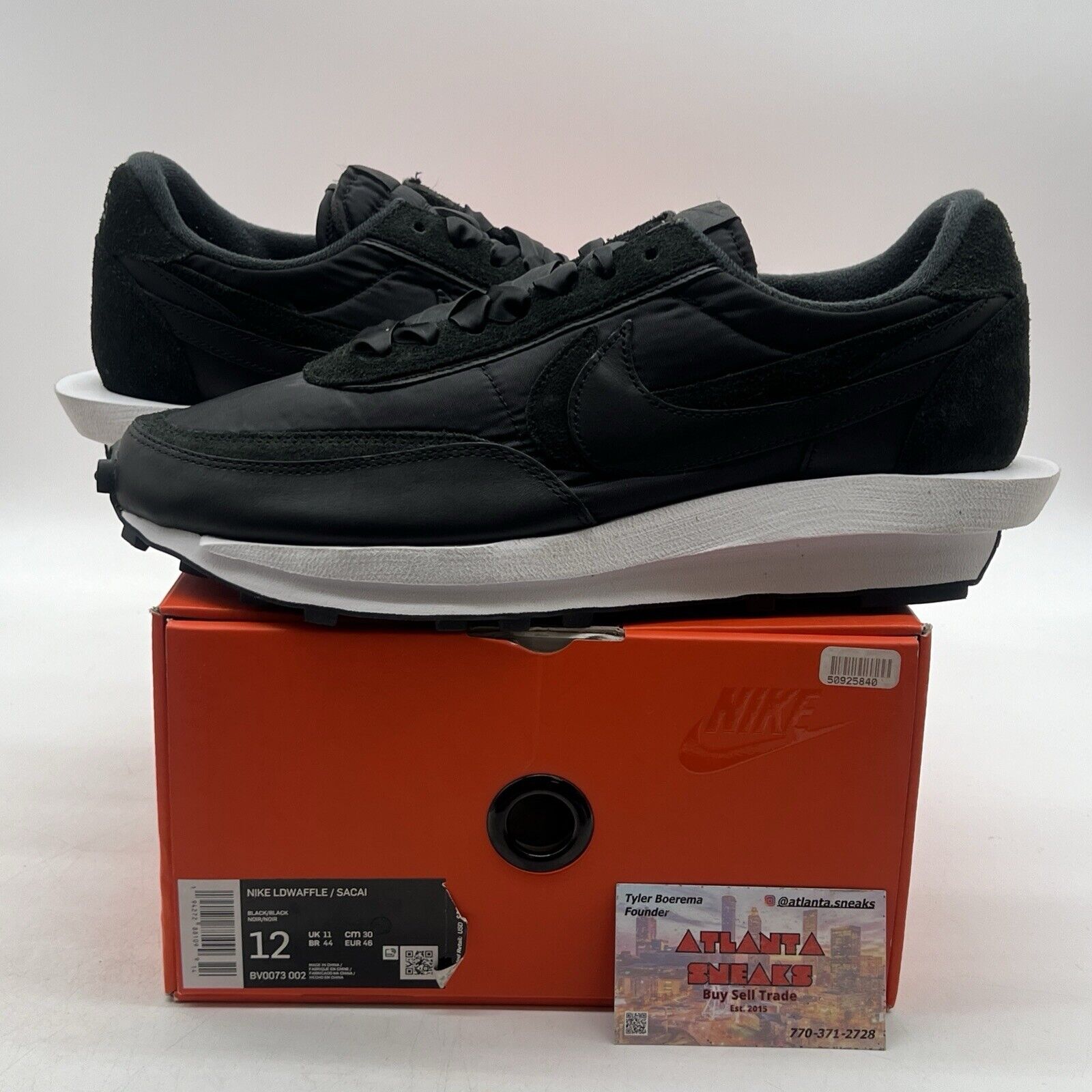 Size 12 - Nike sacai x LDWaffle Black Nylon