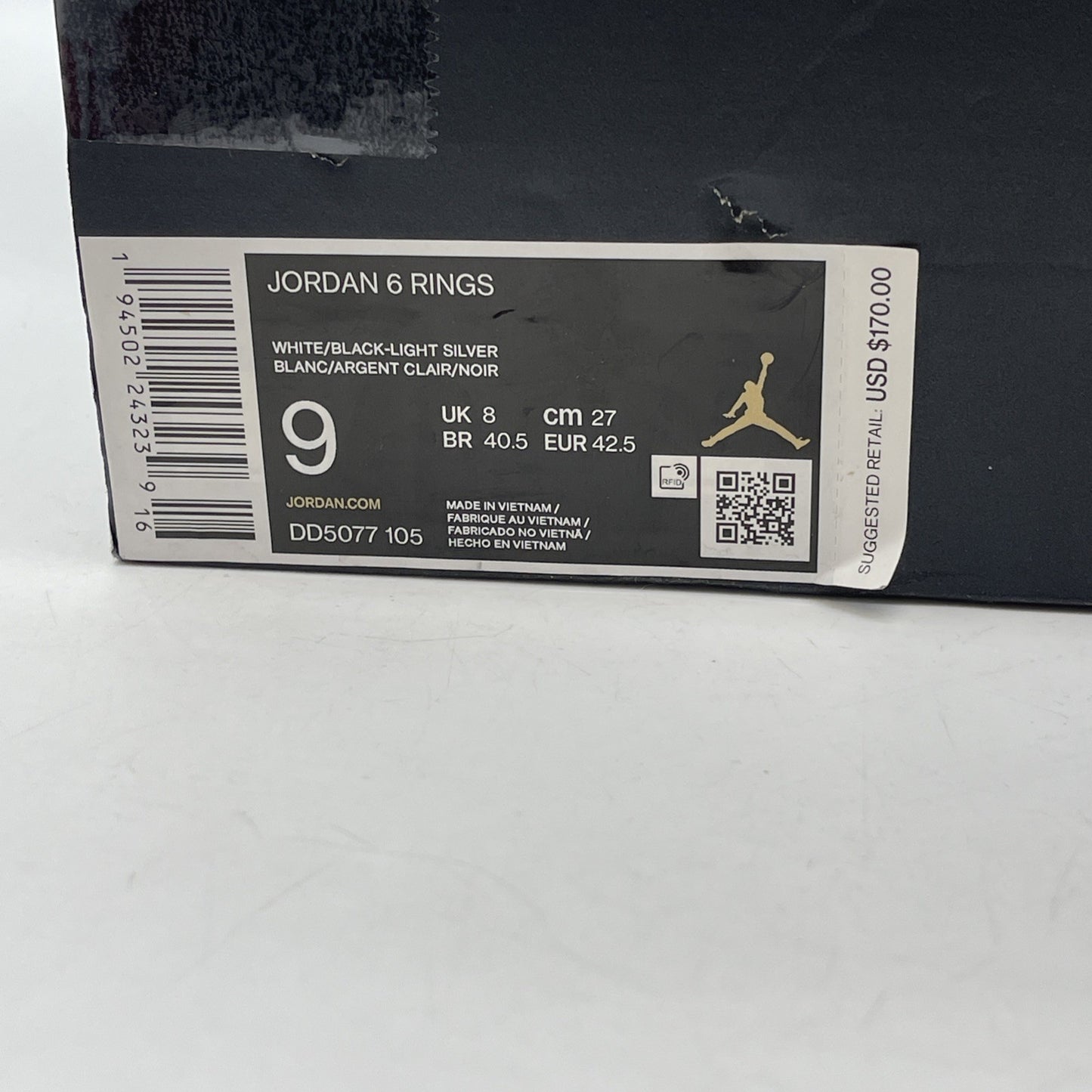 Size 9 - Jordan 6 Rings Hare White Suede Leather (DD5077-105)
