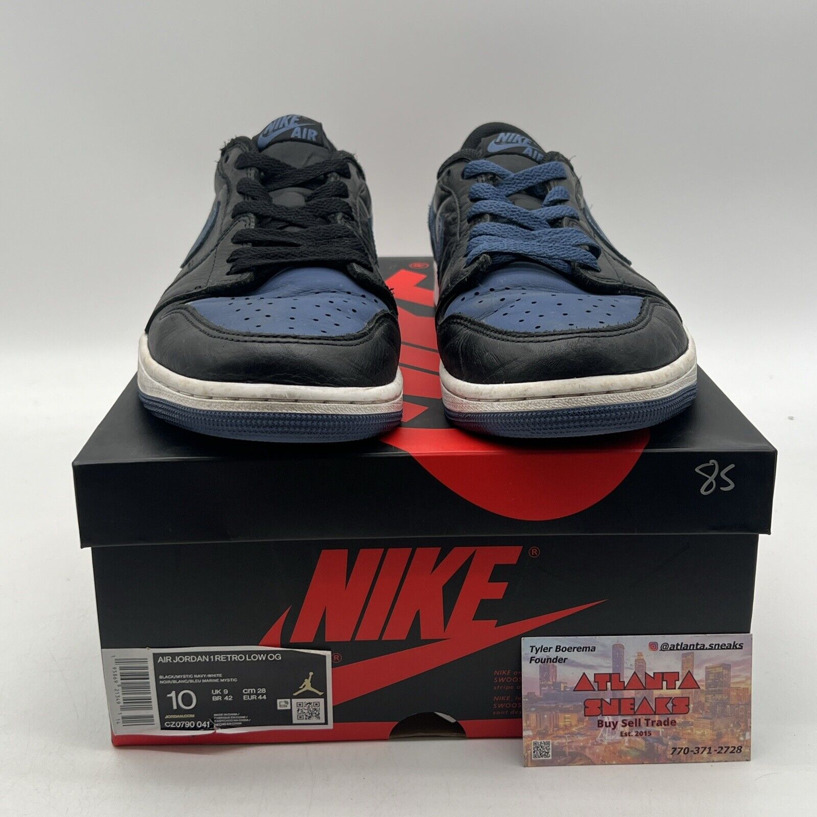 Size 10 - Jordan 1 Low OG Mystic Navy Black White Leather (CZ0790-041)