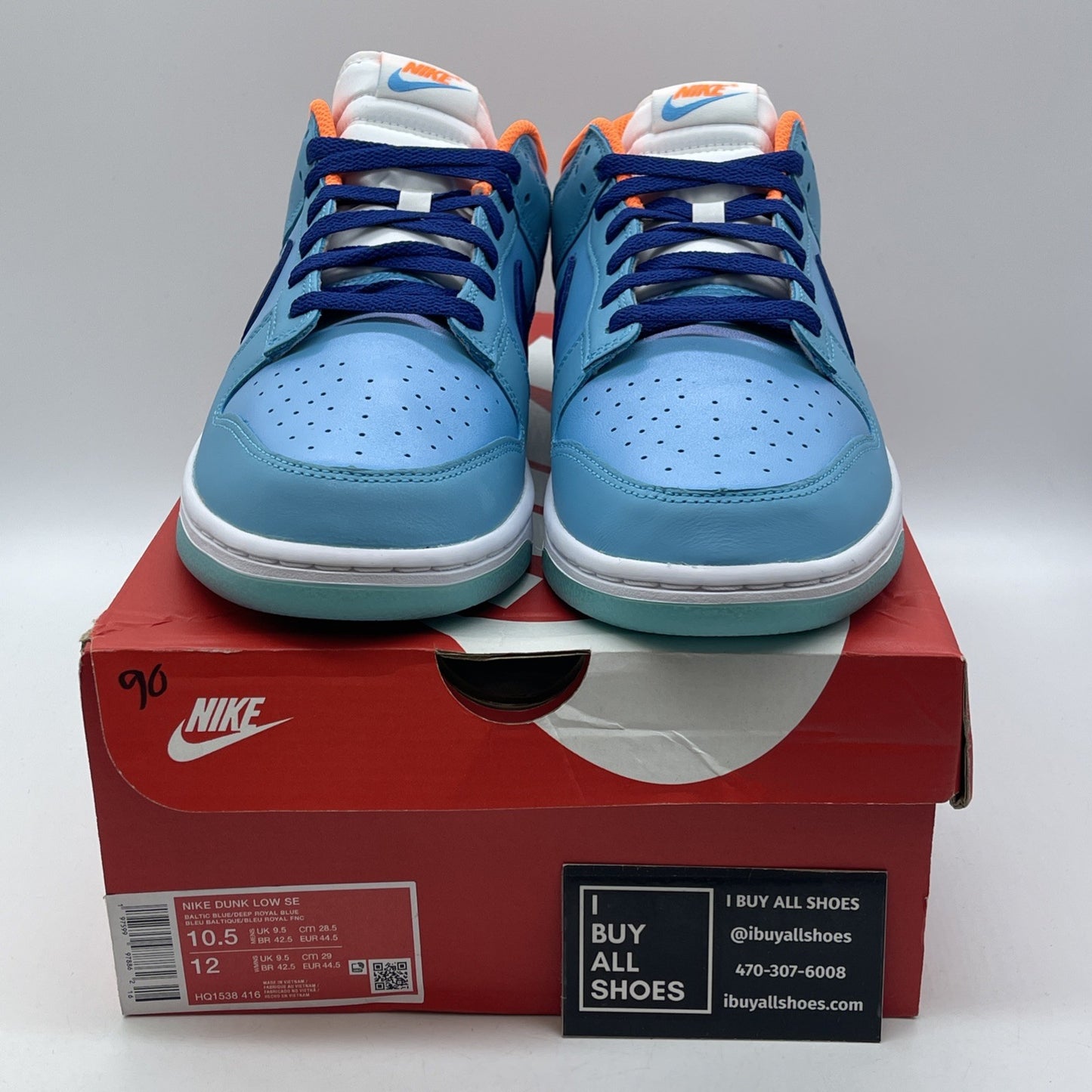 Size 10.5 - Nike Dunk SE Low Baltic Blue Total Orange Leather (HQ1538-416)